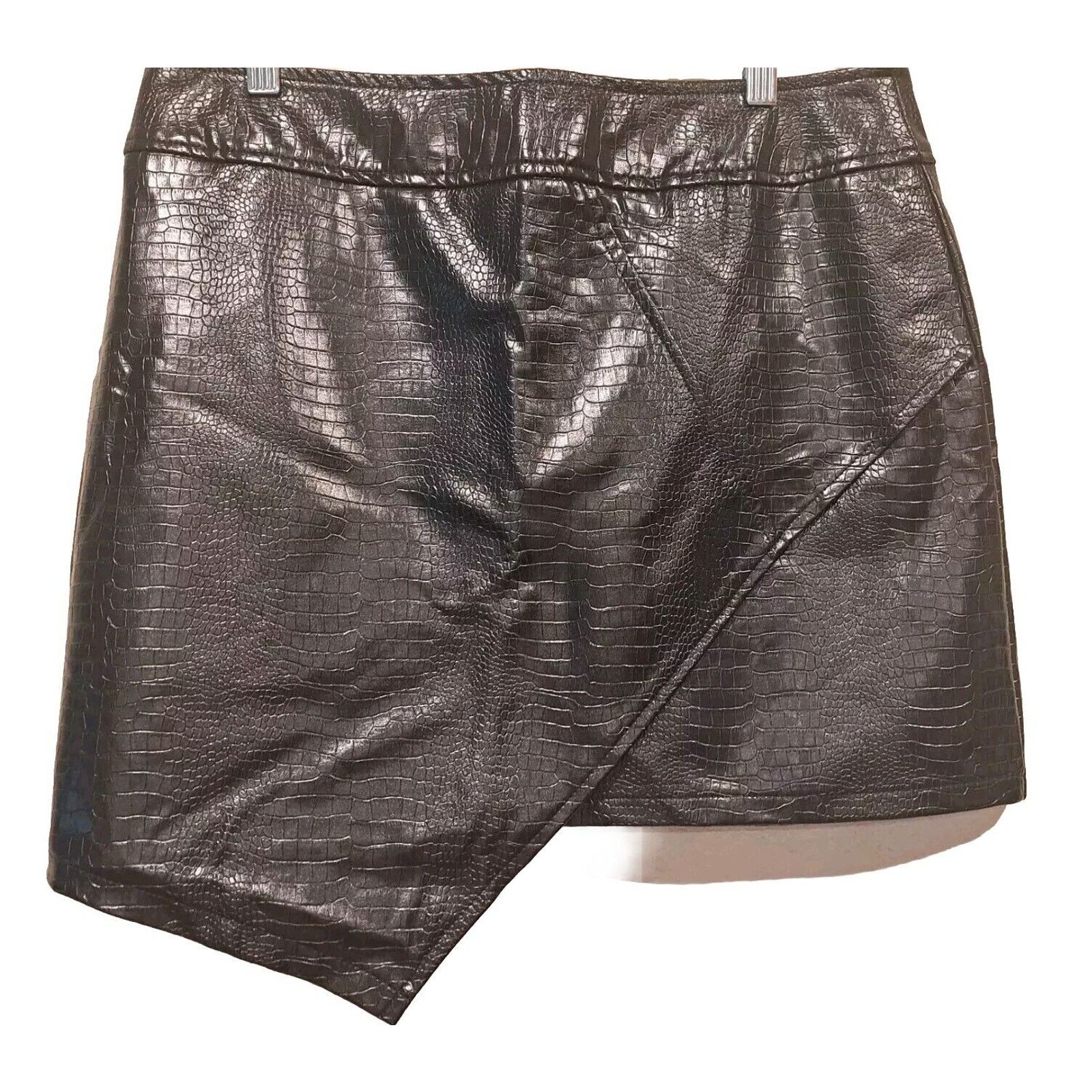 Other Fashion Nova Let You Stay Mini Skirt Black Faux Crocodile XL Size 32" / US 10 / IT 46 - 4 Thumbnail