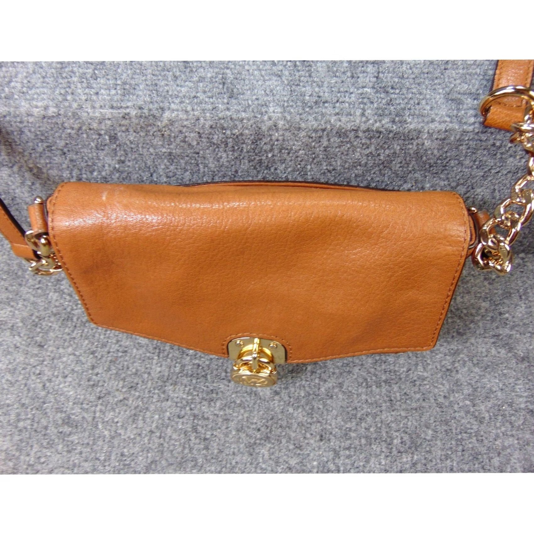 Michael Kors Michael Kors Hamilton Crossbody Bag Brown Leather Small Lock Chain Strap Clutch Wristlet Size ONE SIZE - 6 Thumbnail