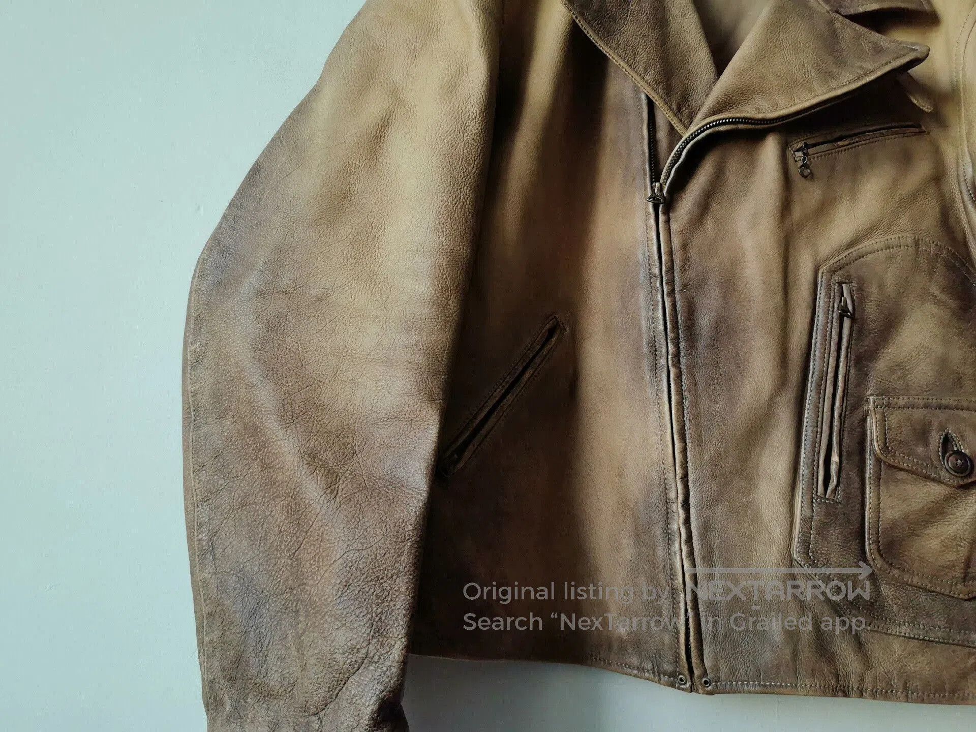 RRL Ralph Lauren rrl vintage heavy leather jacket. Size US XL / EU 56 / 4 - 6 Thumbnail