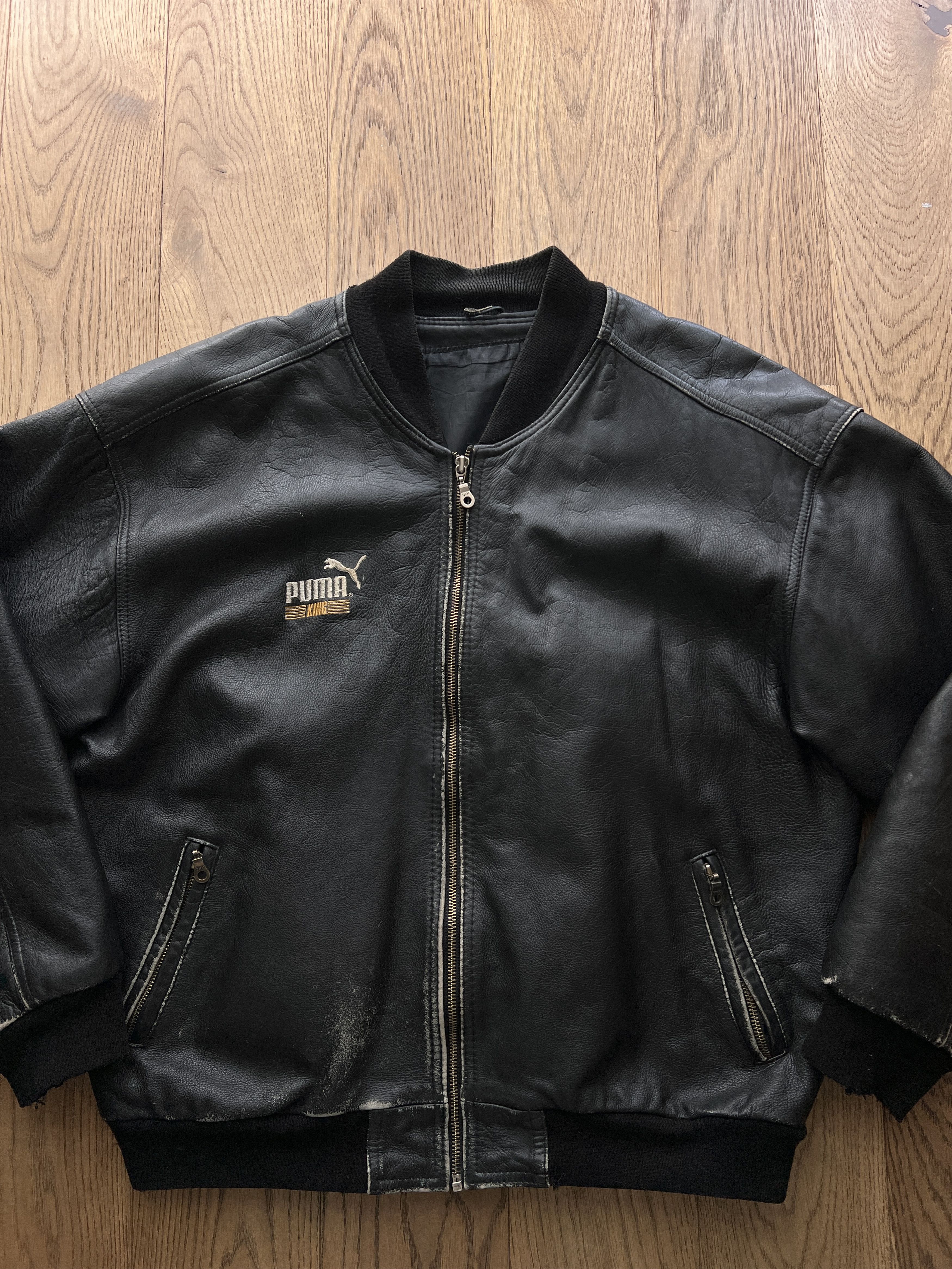 Puma PUMA KING rare vintage 1985 boxy bomber leather jacket baggy Size US L / EU 52-54 / 3 - 5 Thumbnail