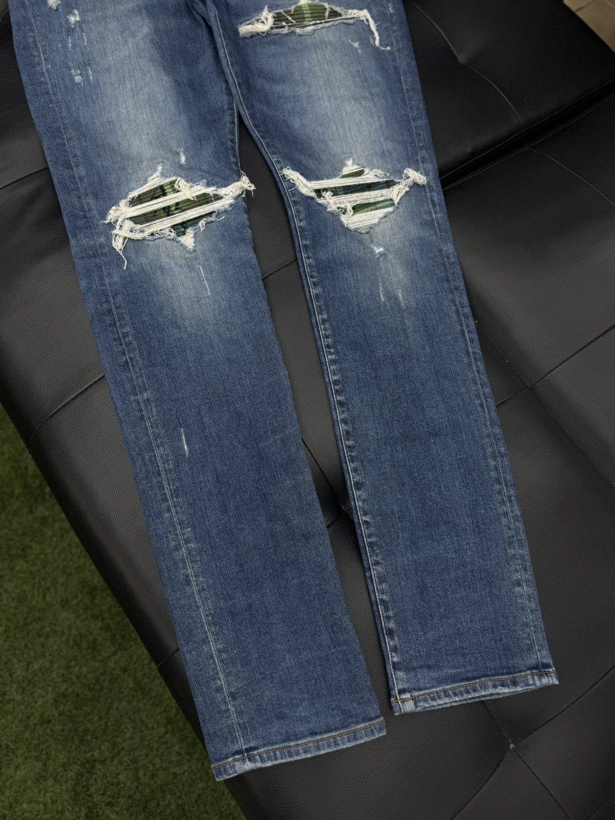 Amiri Amiri MX1 Jeans Blue Green Patch Size 38 Pre Owned 🧼 Size US 38 / EU 54 - 7 Thumbnail