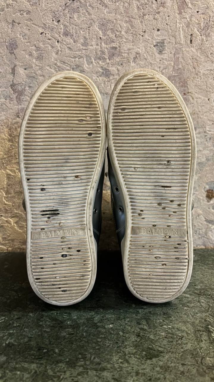 Balmain balmain metallic strap silver leather high-top sneakers Size US 8 / EU 41 - 9 Thumbnail