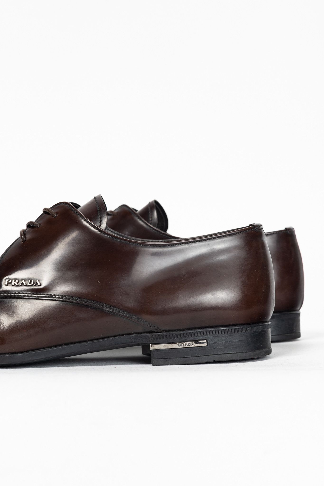 Prada Prada Brown Spazzolato Leather Lace-Up Derbies Size US 9 / EU 42 - 8 Thumbnail
