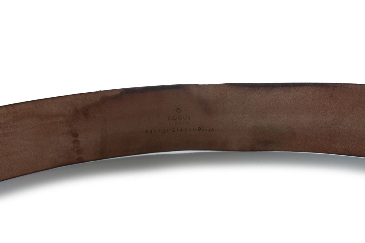 Gucci Gucci, monogram canvas and leather GG buckle belt Size ONE SIZE - 7 Thumbnail