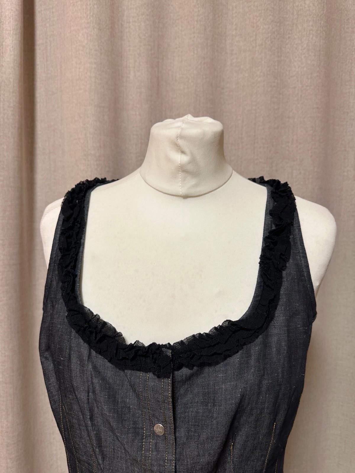 Kenzo vintage 90s KENZO denim top ruffles button up tank top Size M / US 6-8 / IT 42-44 - 6 Thumbnail