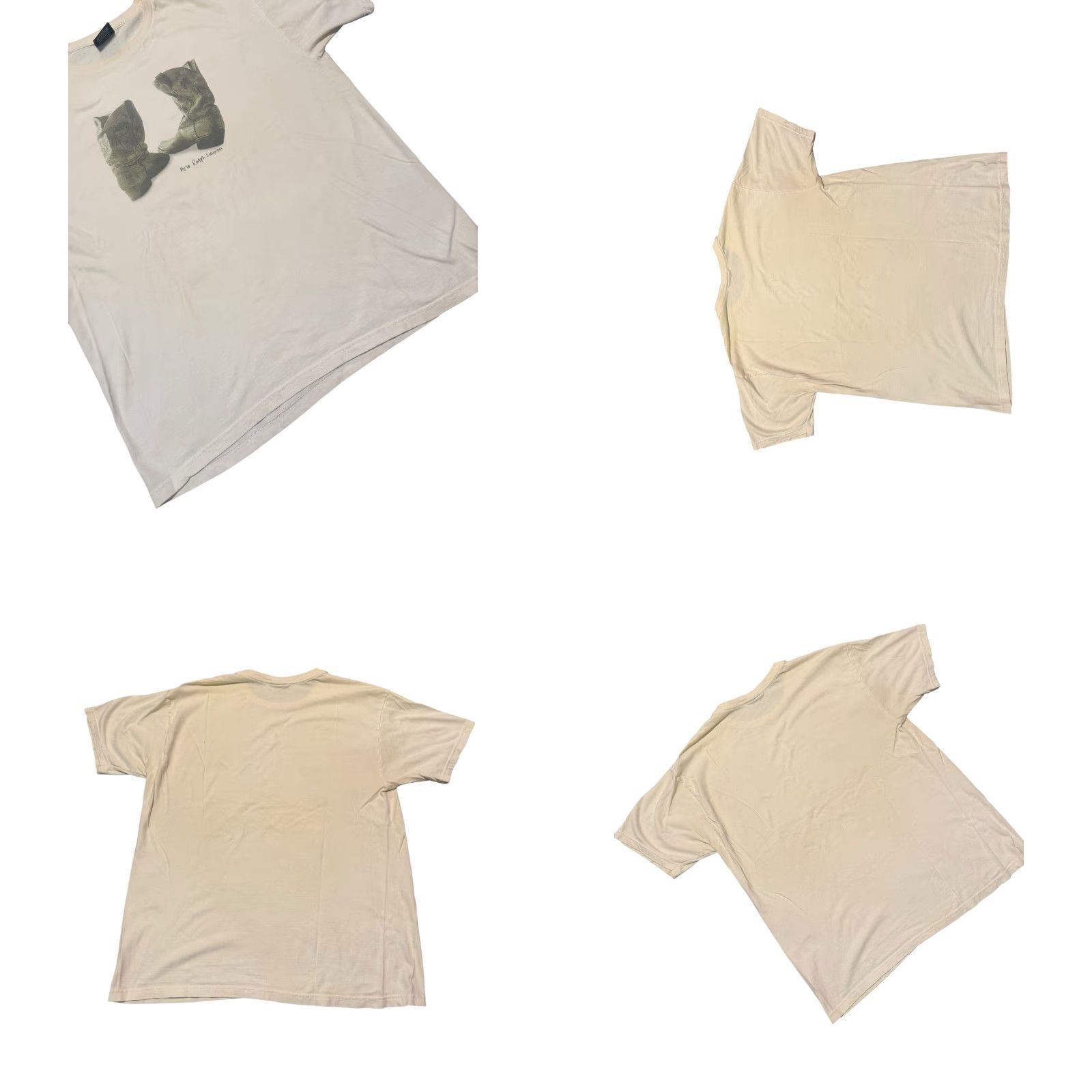 Polo Ralph Lauren VINTAGE Polo Ralph Lauren White Cowboy Boots Photo Oversize T-shirt Medium Men Shirt 90s Oversized Casual Cotton Crew Neck Short Sleeve Size US M / EU 48-50 / 2 - 8 Thumbnail