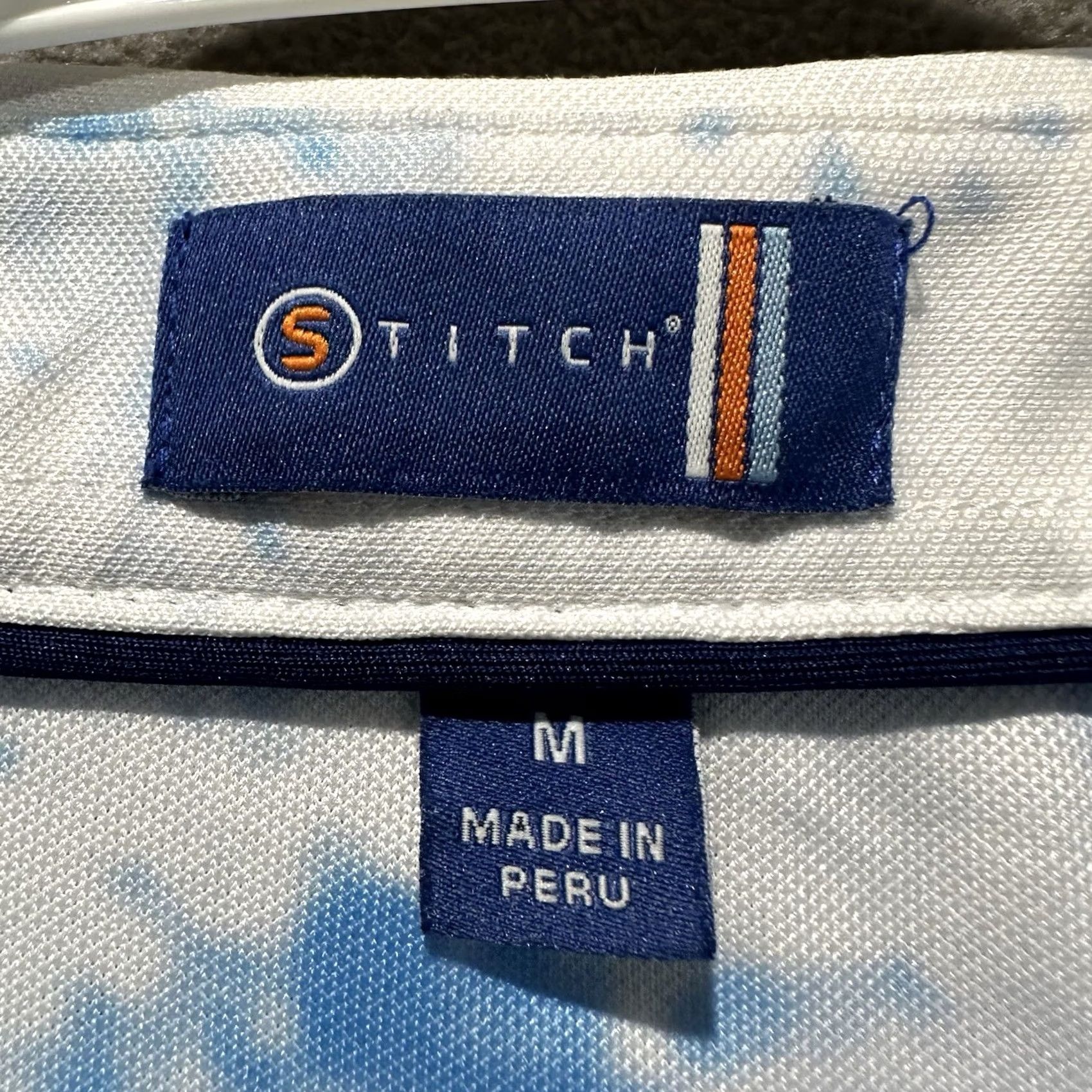 Vintage Stitch Shirt Mens Medium Blue Graphic Print AOP Stretch Polo Golf Size US M / EU 48-50 / 2 - 5 Thumbnail
