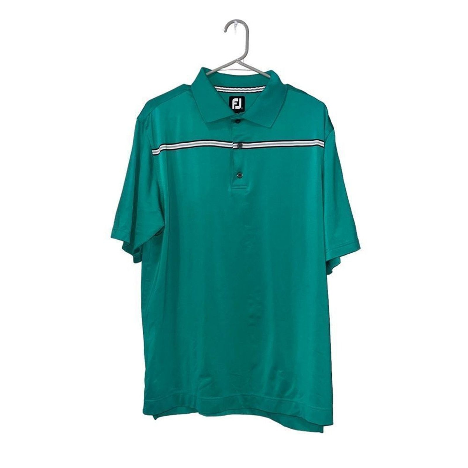 Footjoy FootJoy Polo Shirt Mens Large Green Striped Short Sleeve Size US L / EU 52-54 / 3 - 2 Thumbnail