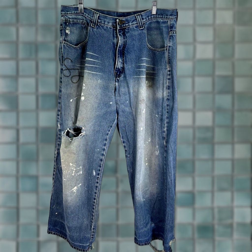 Sean John VINTAGE Sean John Jeans Distressed Straight Denim Men 40 Regular Inseam 31 Blue 90s Hip Hop Retrofit Size US 40 / EU 56 - 1 Thumbnail