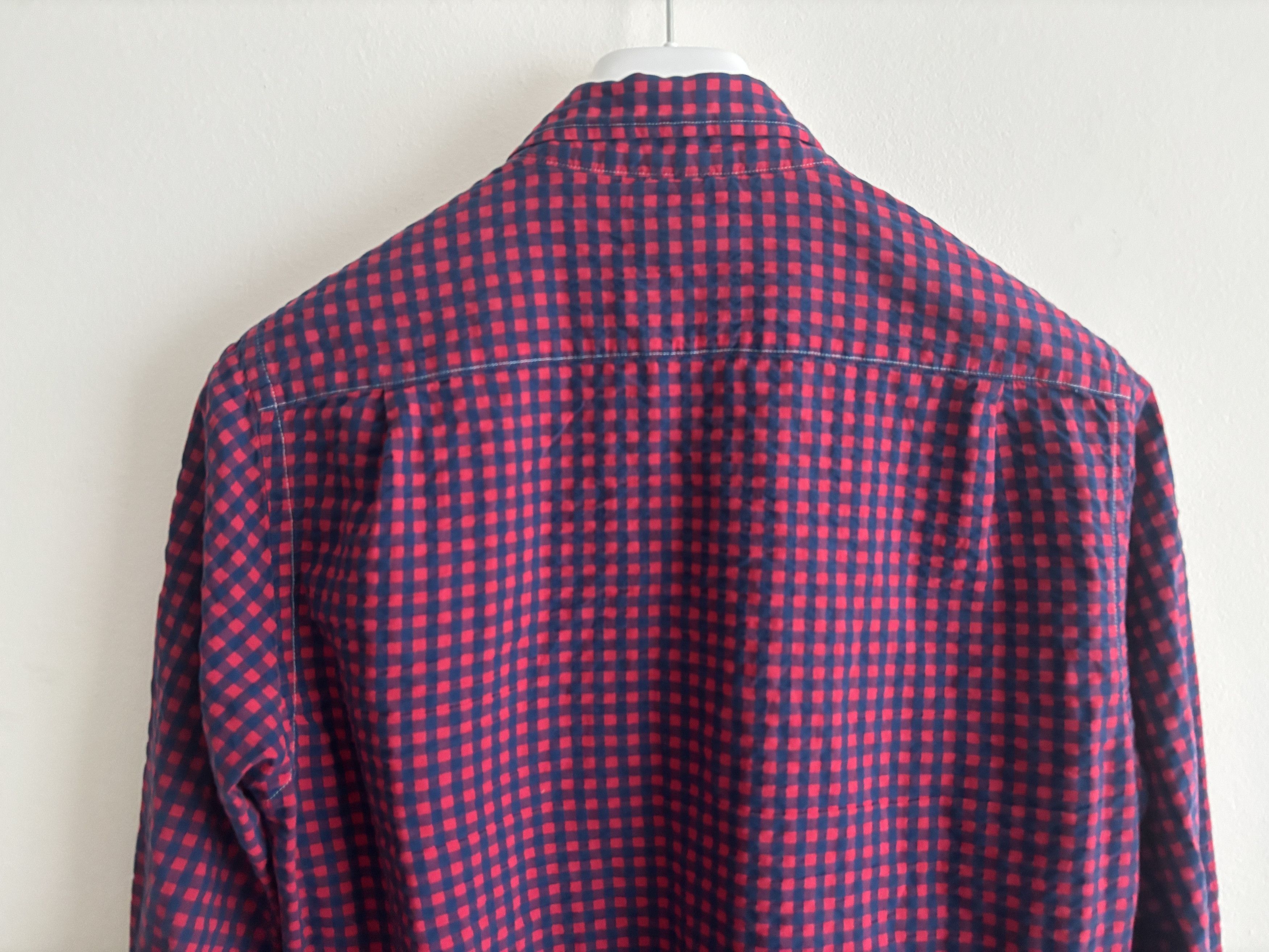 Relwen Gingham Cotton Seersucker Long Sleeve Button Down Shirt Size US S / EU 44-46 / 1 - 9 Thumbnail