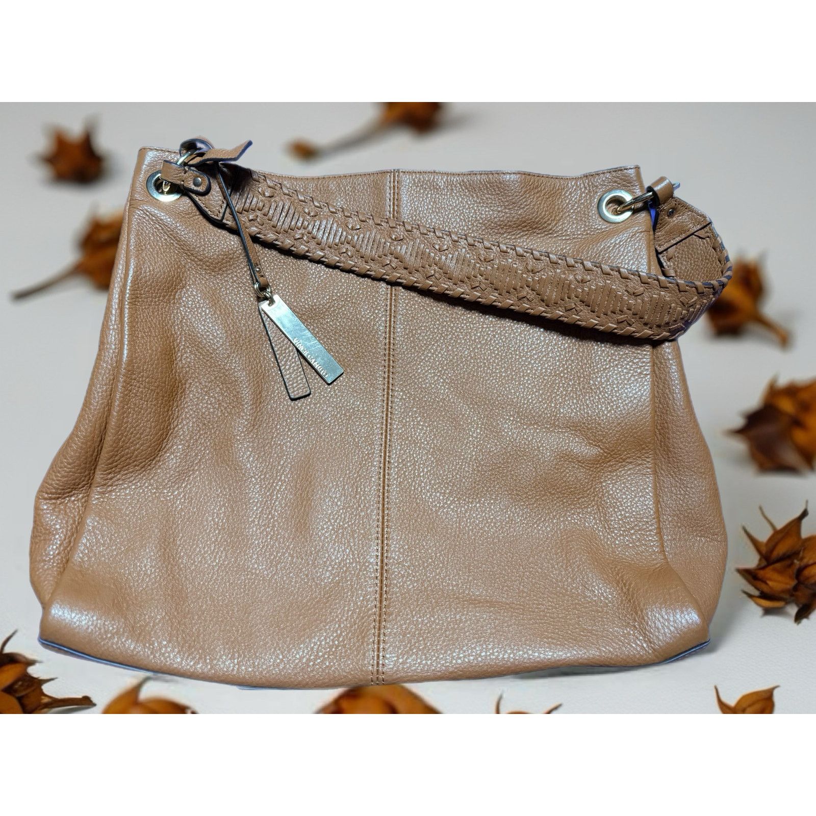 Vince Camuto Vince Camuto Leather Tote Bag Whiskey Brown Pebbled Slouchy Size ONE SIZE - 4 Thumbnail