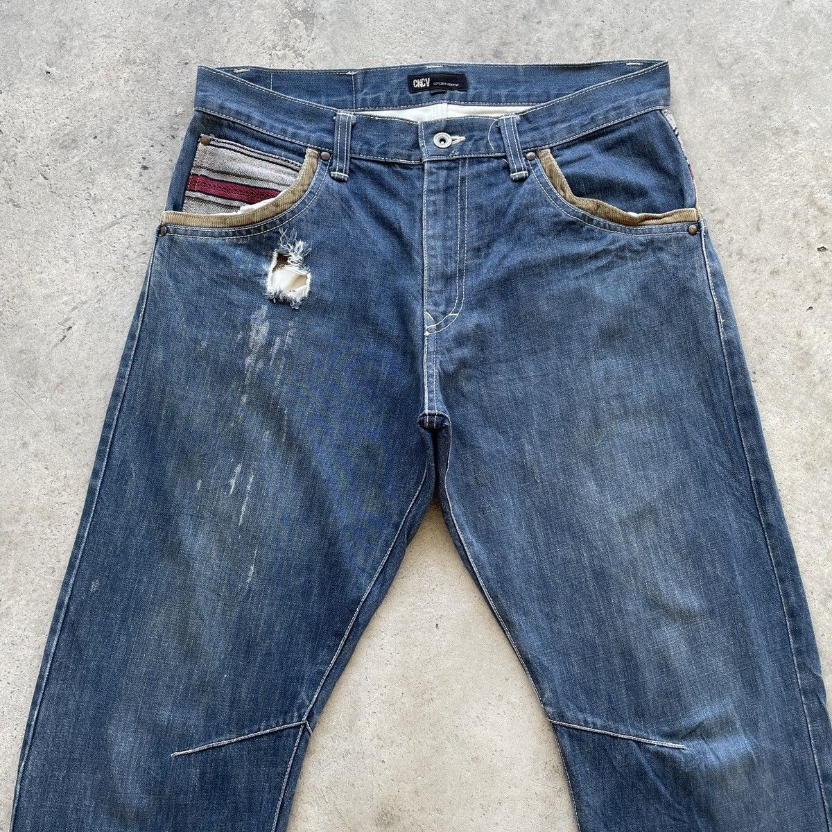 Japanese Brand × Jean × Vintage Vintage Concave Attempt Rare Designs Denim Pants Jeans W33 Size US 33 - 4 Thumbnail