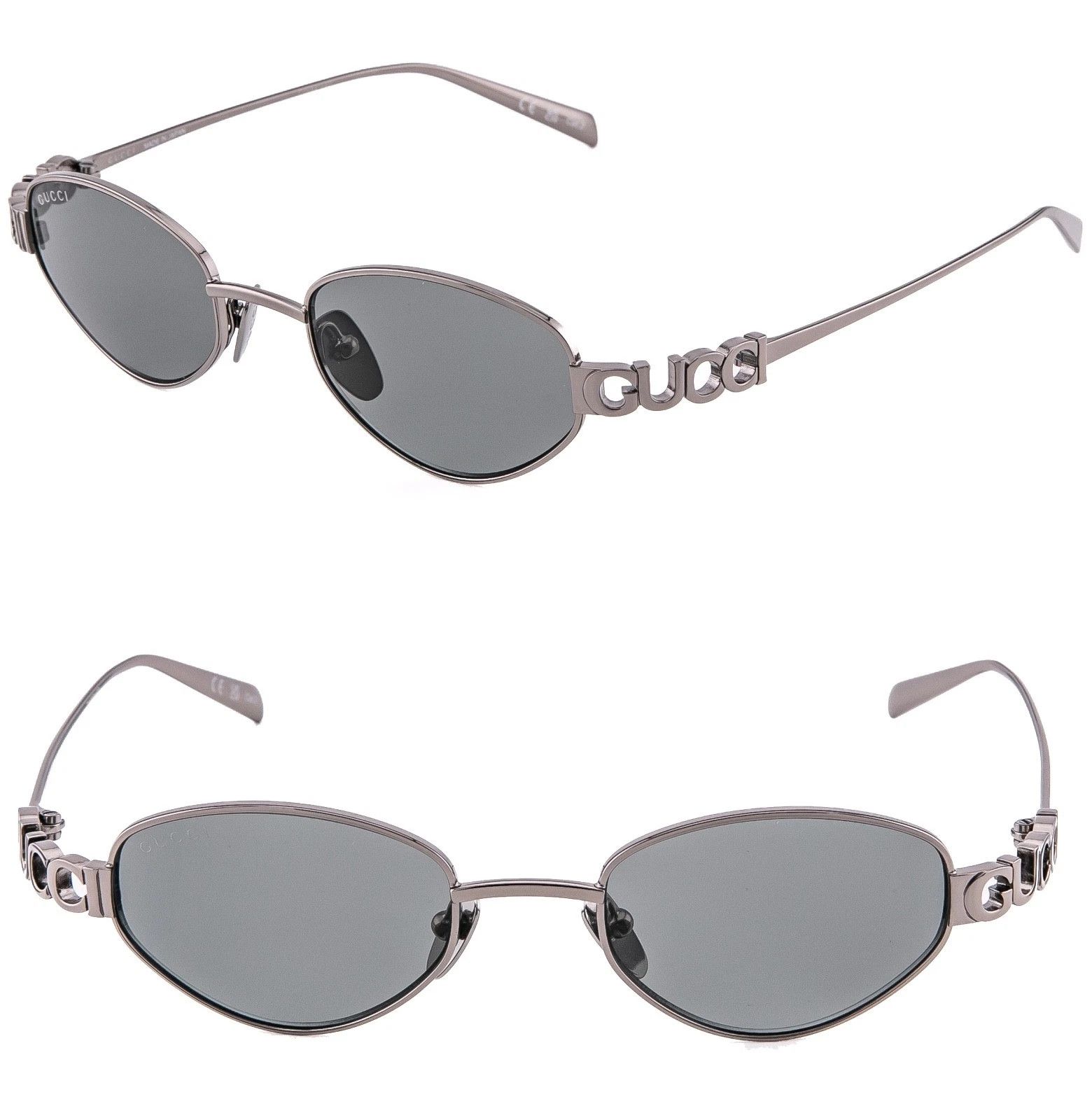 Gucci GUCCI 1935 Gg1935S Ruthenium Gray Logo Wrap Sunglasses 001 Size ONE SIZE - 1 Thumbnail