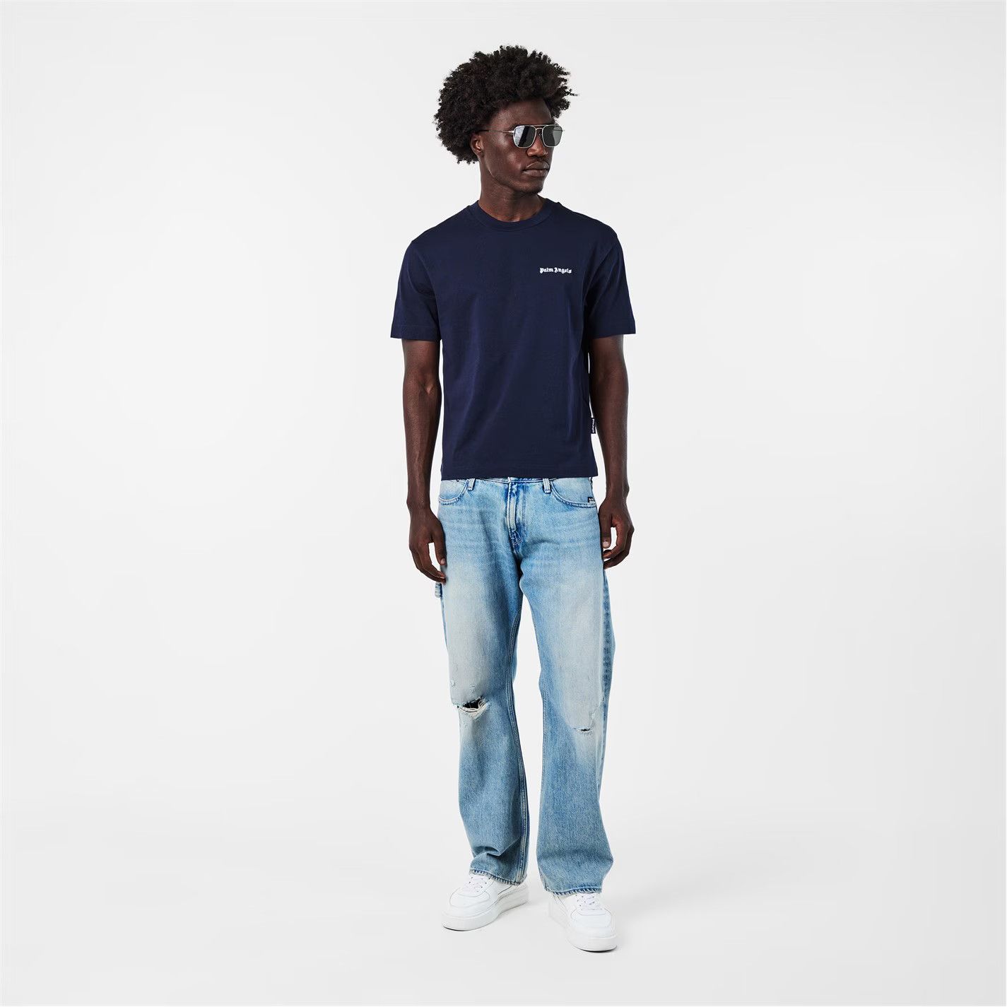 Palm Angels o1g2r1mq0426 Embroidered Logo T-Shirt in Navy Size US M / EU 48-50 / 2 - 6 Thumbnail