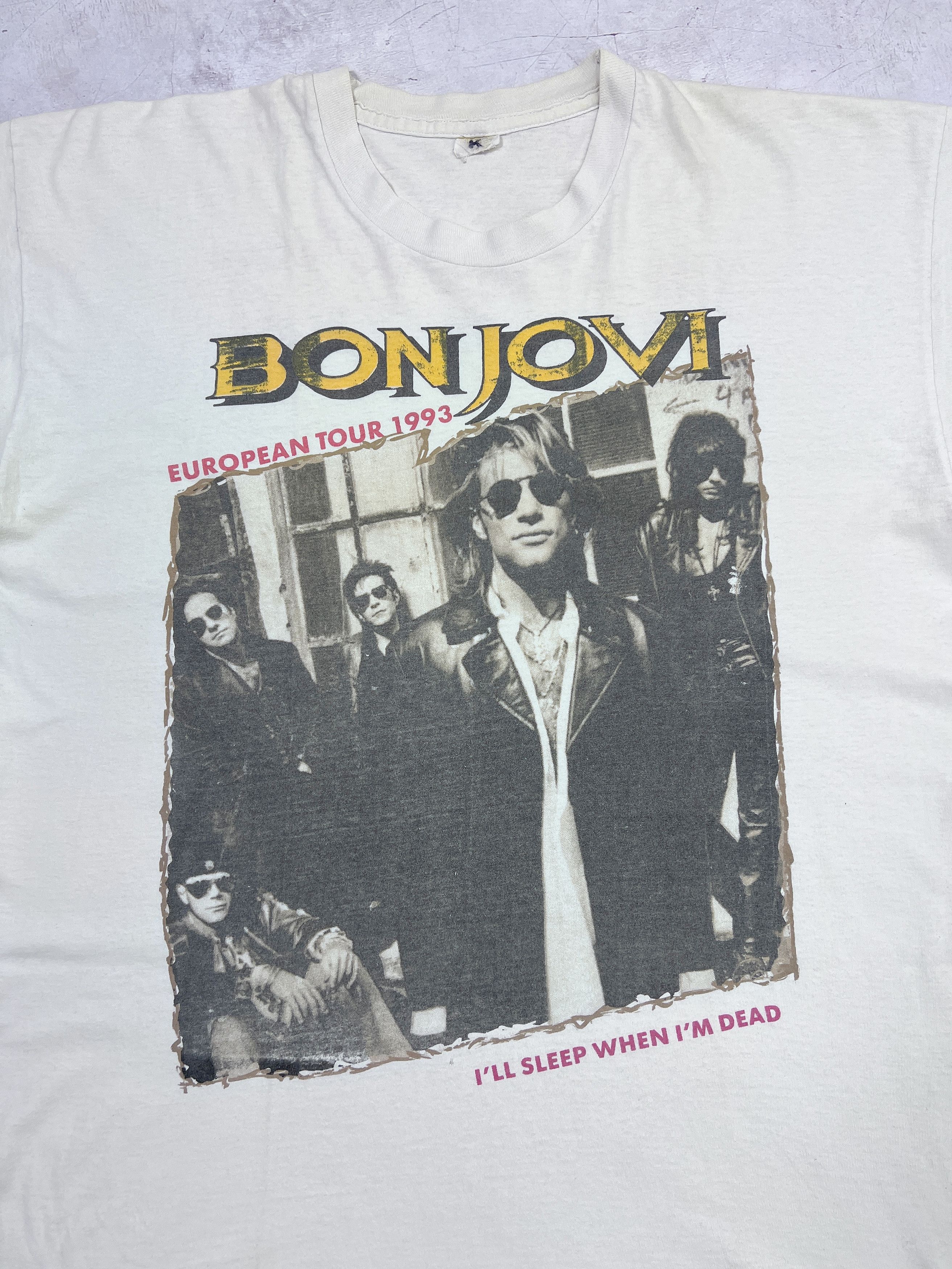 Band Tees × Bon Jovi × Vintage Bon Jovi T-Shirt 1993 I'll Sleep When I'm Dead Eropean Tour Size US L / EU 52-54 / 3 - 7 Thumbnail