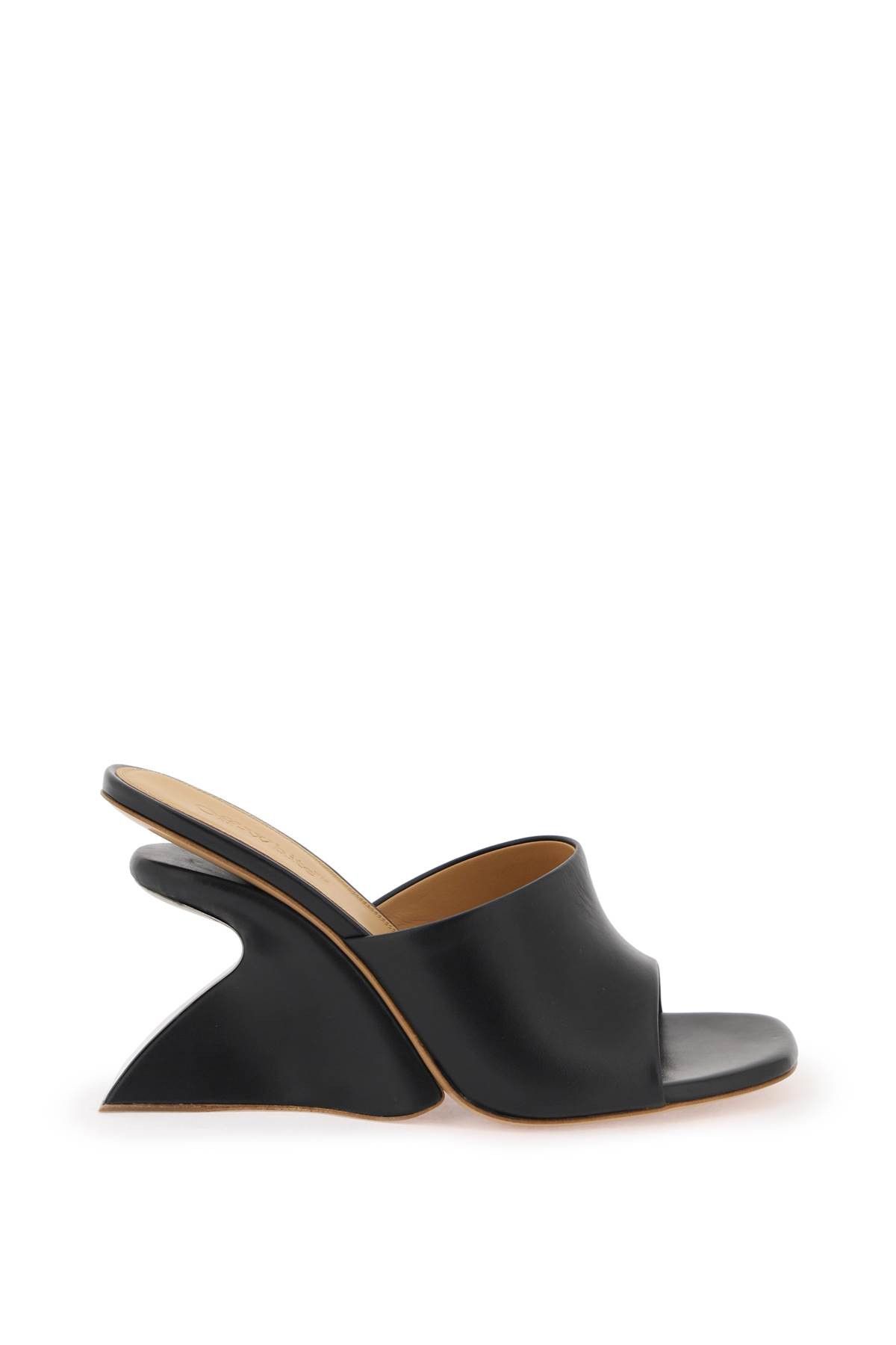 image of Off White Off-White Wedge Heel Shoes Mules With Jug Design in Black Black, Women's (Size 9)
