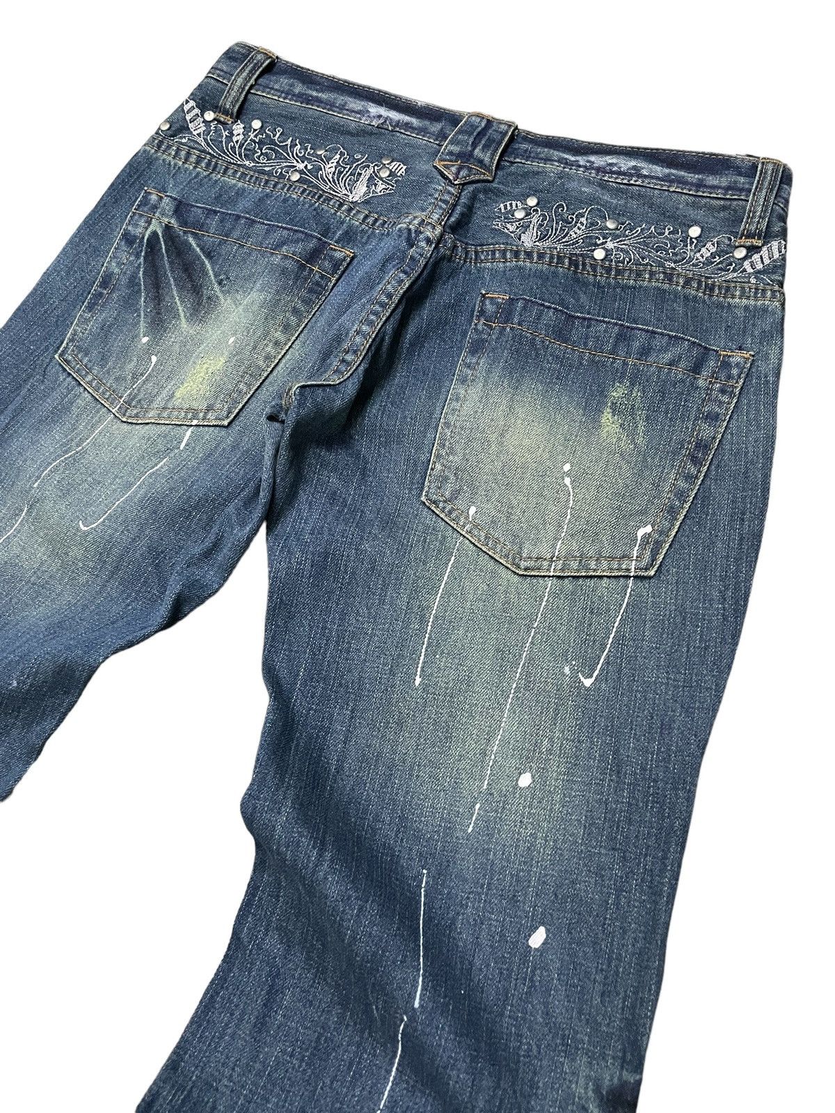 Hysteric Glamour × Japanese Brand Root Three Japan Paint Splatter Studded Flared Jeans Size US 32 / EU 48 - 17 Thumbnail