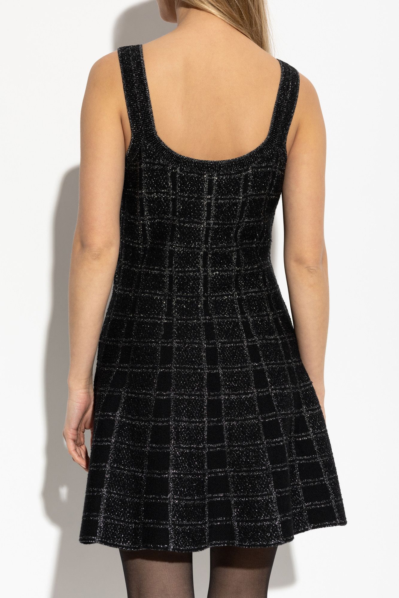 Gucci o1la5ras0526 Wool And Lame Check Jacquard Dress in Black Size L / US 10 / IT 46 - 4 Thumbnail