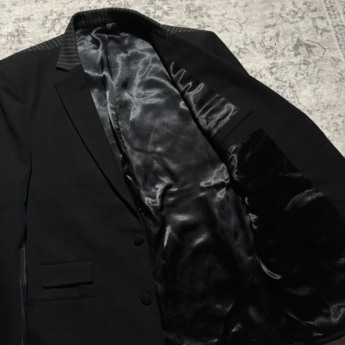 Number (N)ine Number (N)ine AW03 Paneled Pinstripe Blazer Jacket | Size 5 Size 50R - 4 Thumbnail