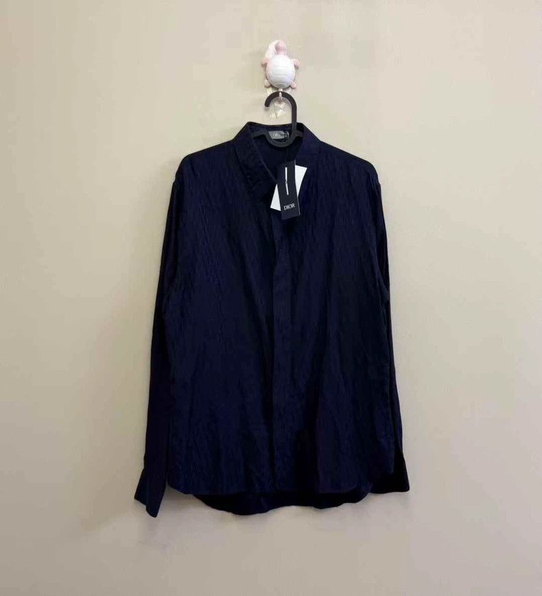 Dior Dior Navy Monogram Silk Long Sleeve Shirt-yf Size US XL / EU 56 / 4 - 1 Thumbnail