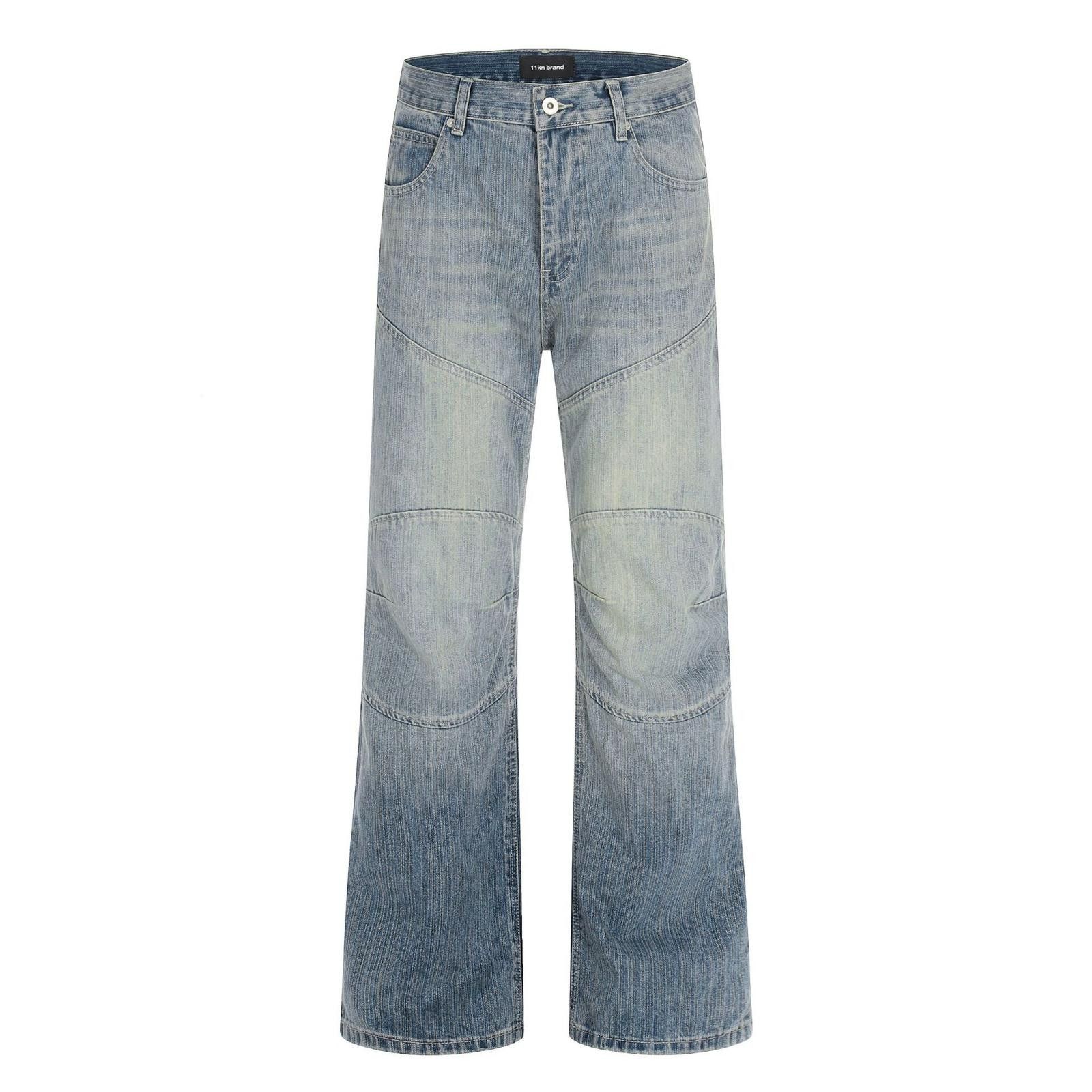 Jean Bamboo-Texture Patchwork Deconstructed Wide-Leg Denim Size US 32 / EU 48 - 4 Thumbnail