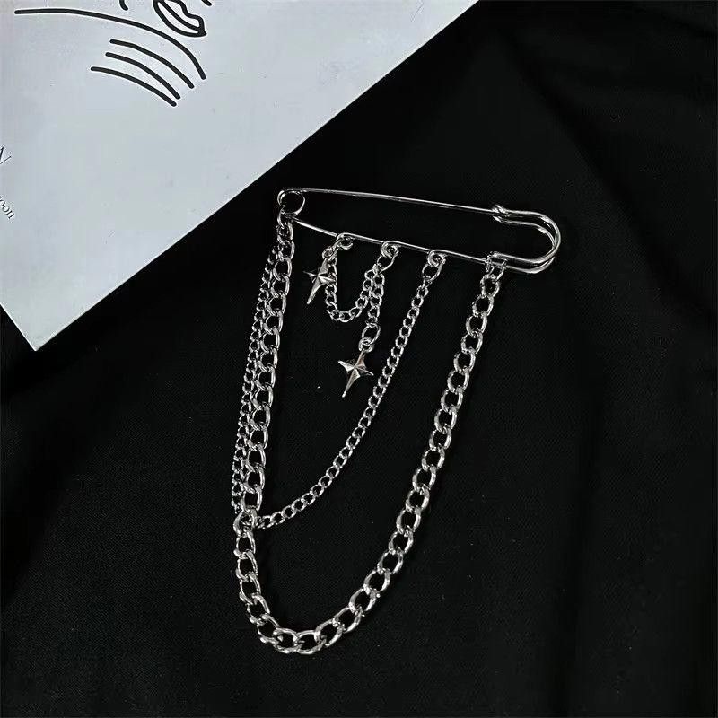 Jewelry STAR Chain Brooch Decoration Tassel Chain Pin Size ONE SIZE - 5 Thumbnail
