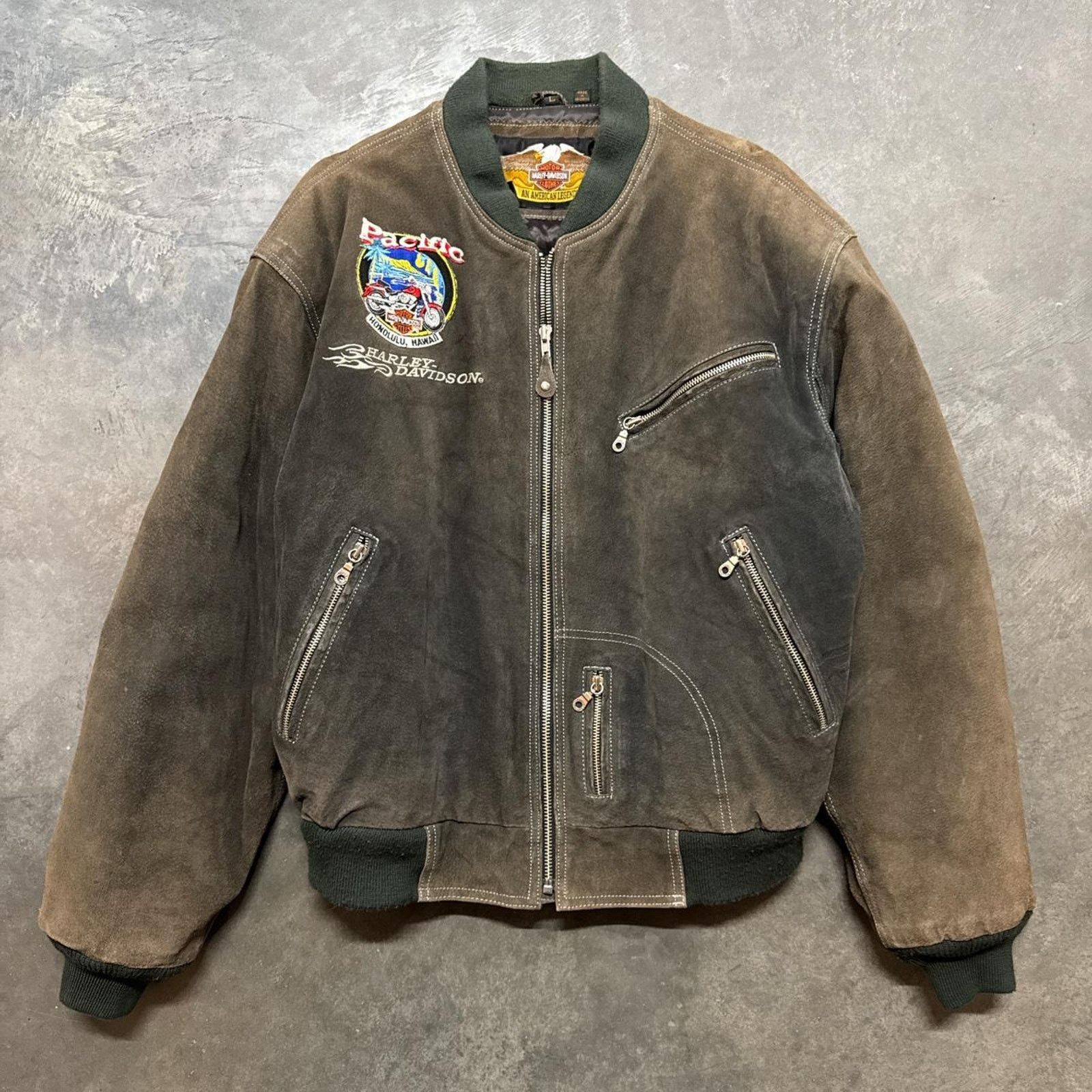 Vintage 90s Harley Davidson Motorcycles Suede Leather Jacket