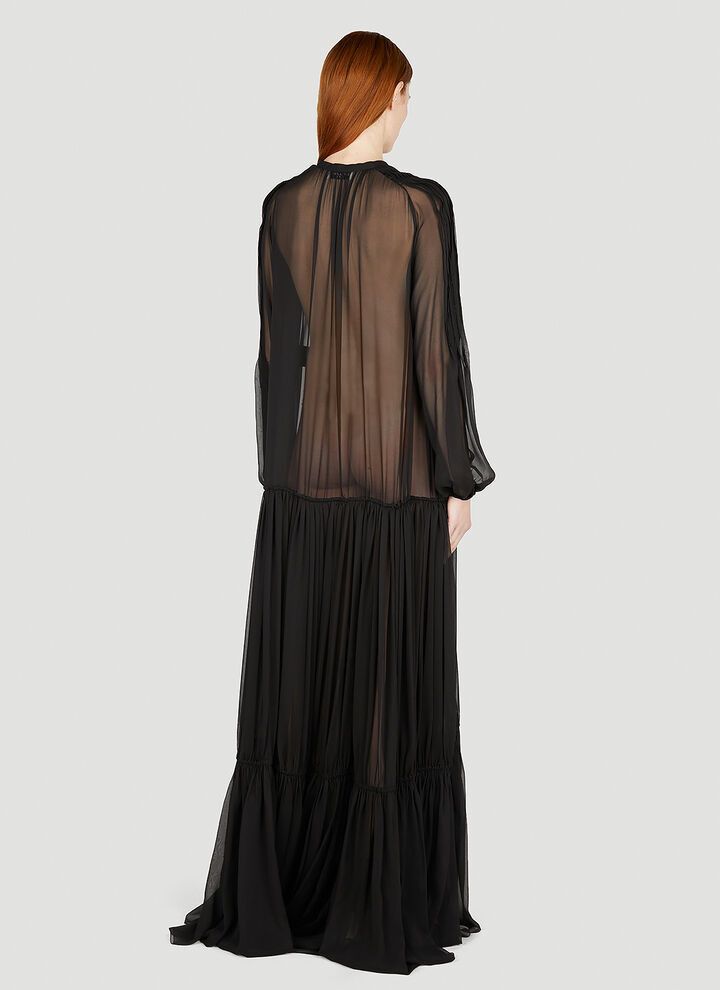 Saint Laurent Paris o1s1wg110924 Long Dress In Crepe Muslin in Black Size XS / US 0-2 / IT 36-38 - 4 Thumbnail