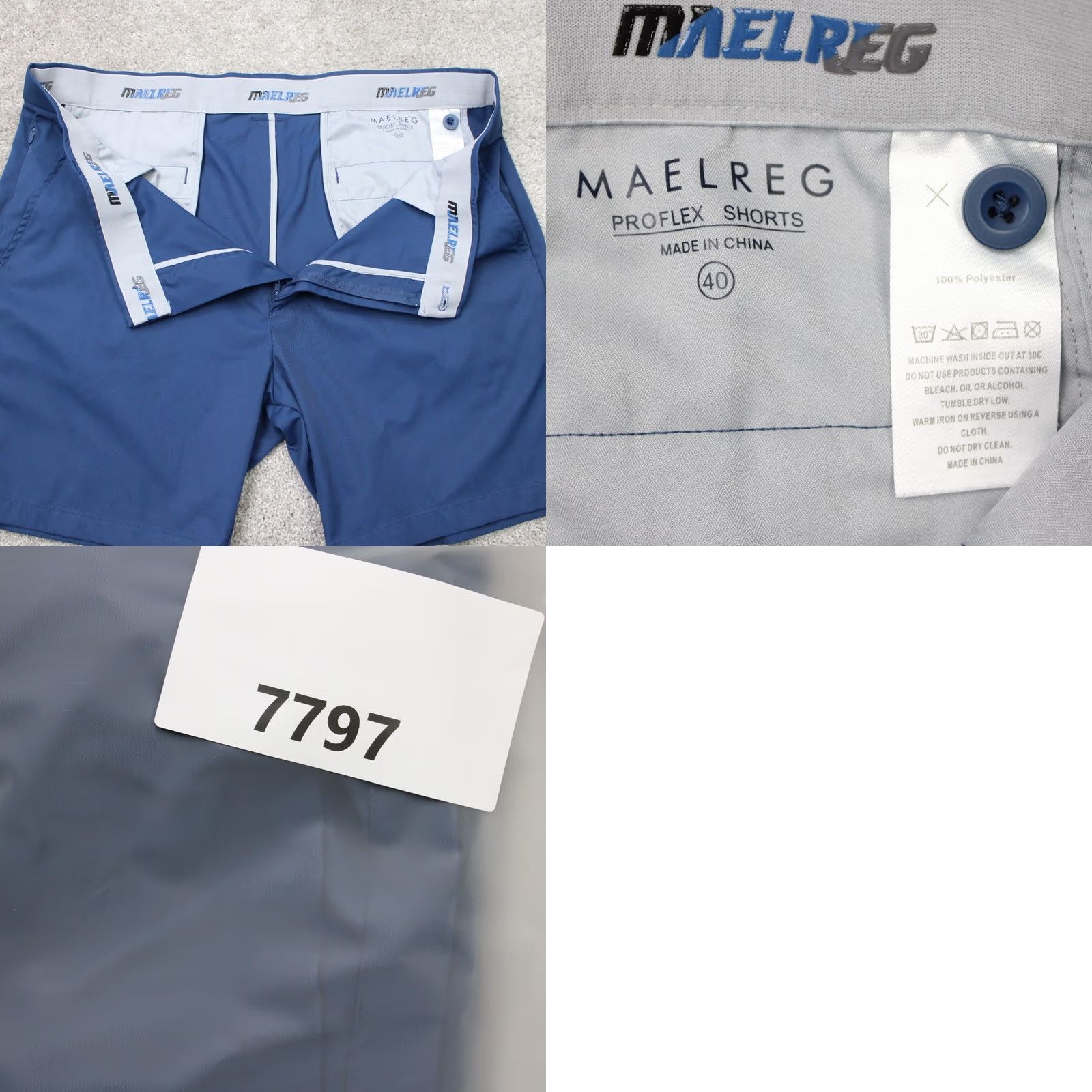 Vintage Maelreg Shorts Mens 40 Blue ProFlex 7" Golf Performance Polyester Casual Chino Moisture Wicking Pockets Slim/Regular Front Flat Front Sport 2000s Mens Size US 40 / EU 56 - 8 Thumbnail