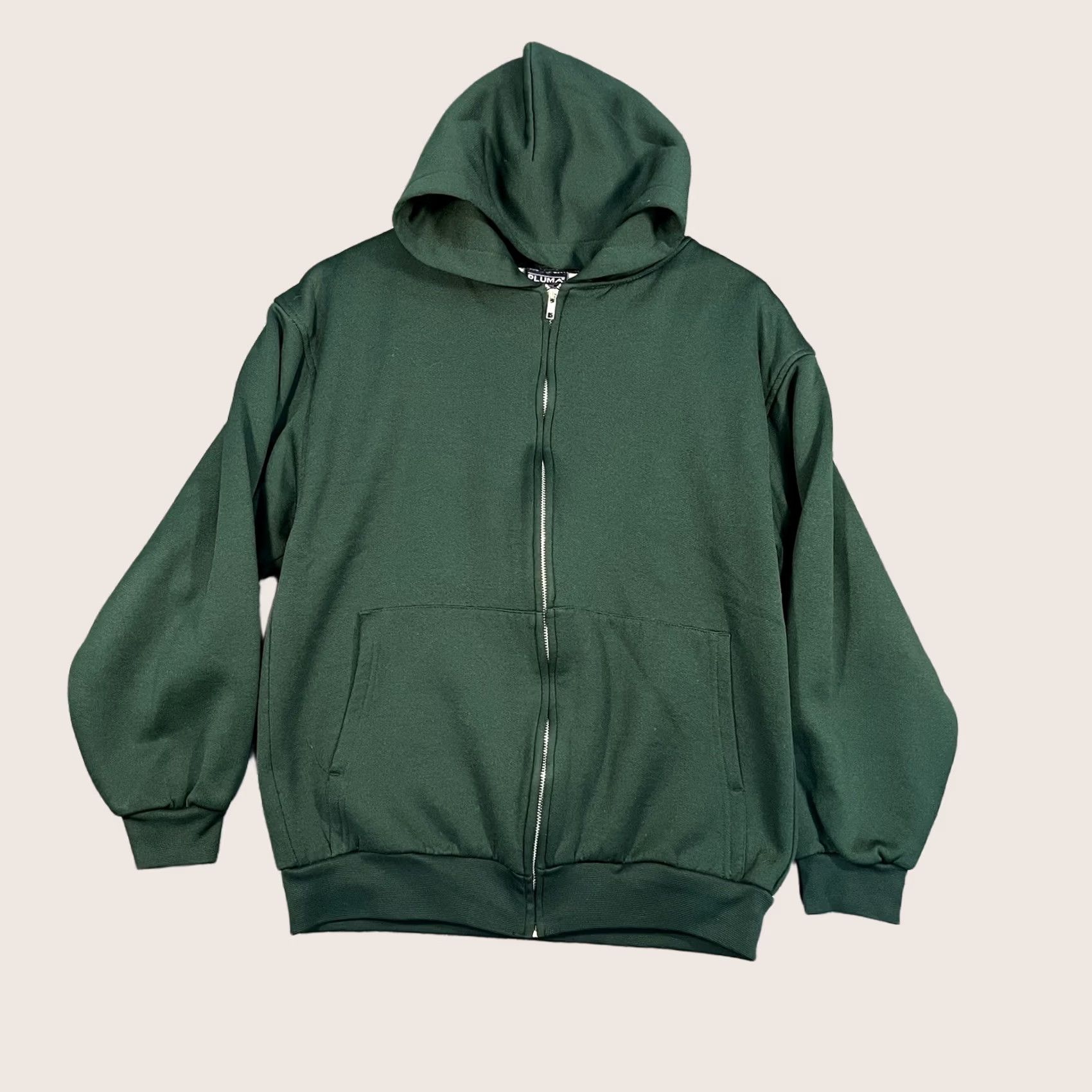 Vintage VINTAGE PLUMA Hoodie Full Zip Thermal Lined Forest Green M 90s Waffle Knit Size US M / EU 48-50 / 2 - 1 Thumbnail