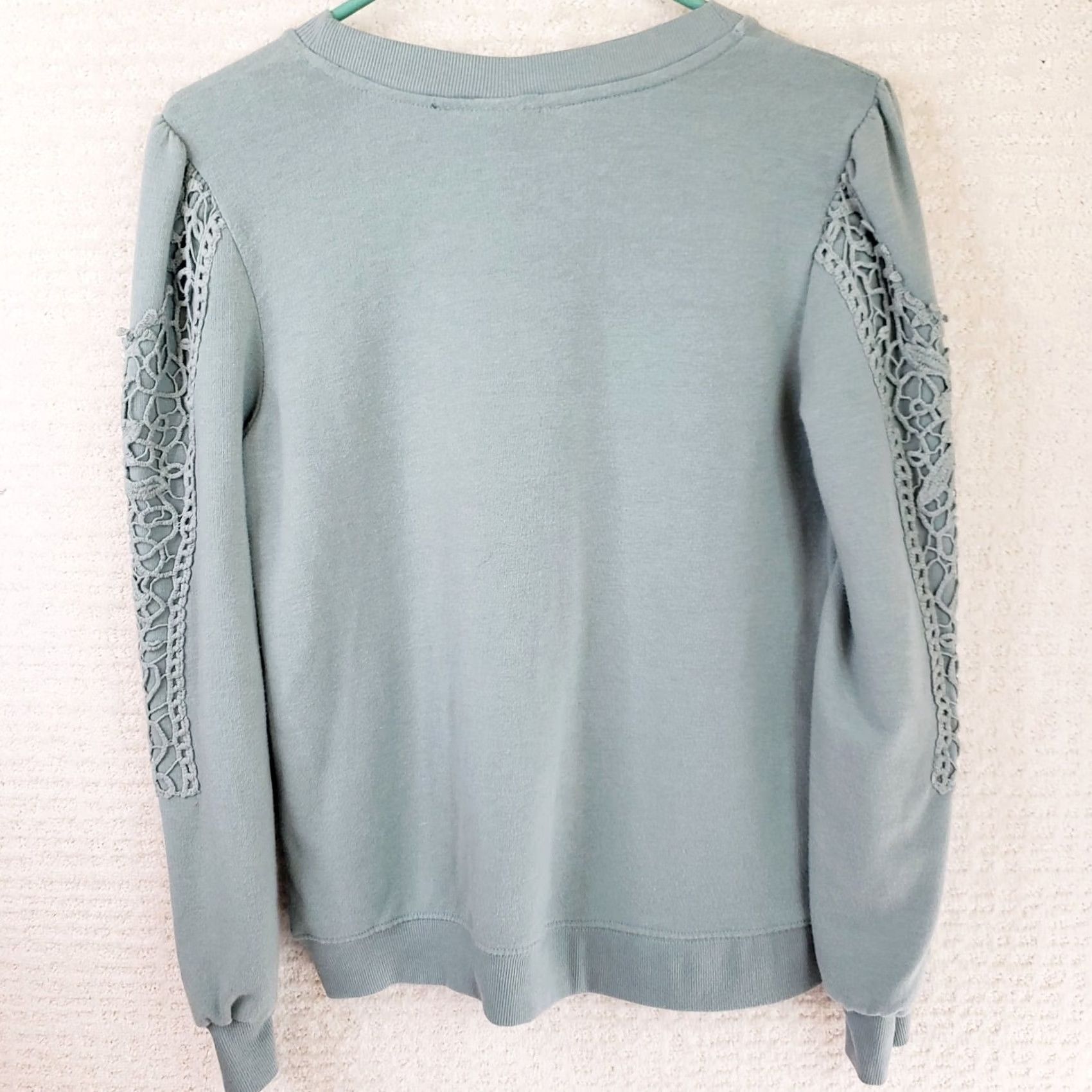Vintage Knox Rose Women's M Green Top Shirt Boho Lace Sleeve Jersey Material Size M / US 6-8 / IT 42-44 - 7 Thumbnail