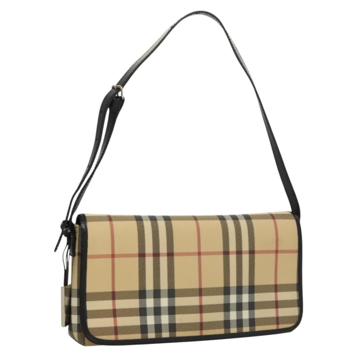 Burberry Nova Check Shoulder Bag Pvc Beige Auth 117977, Women's