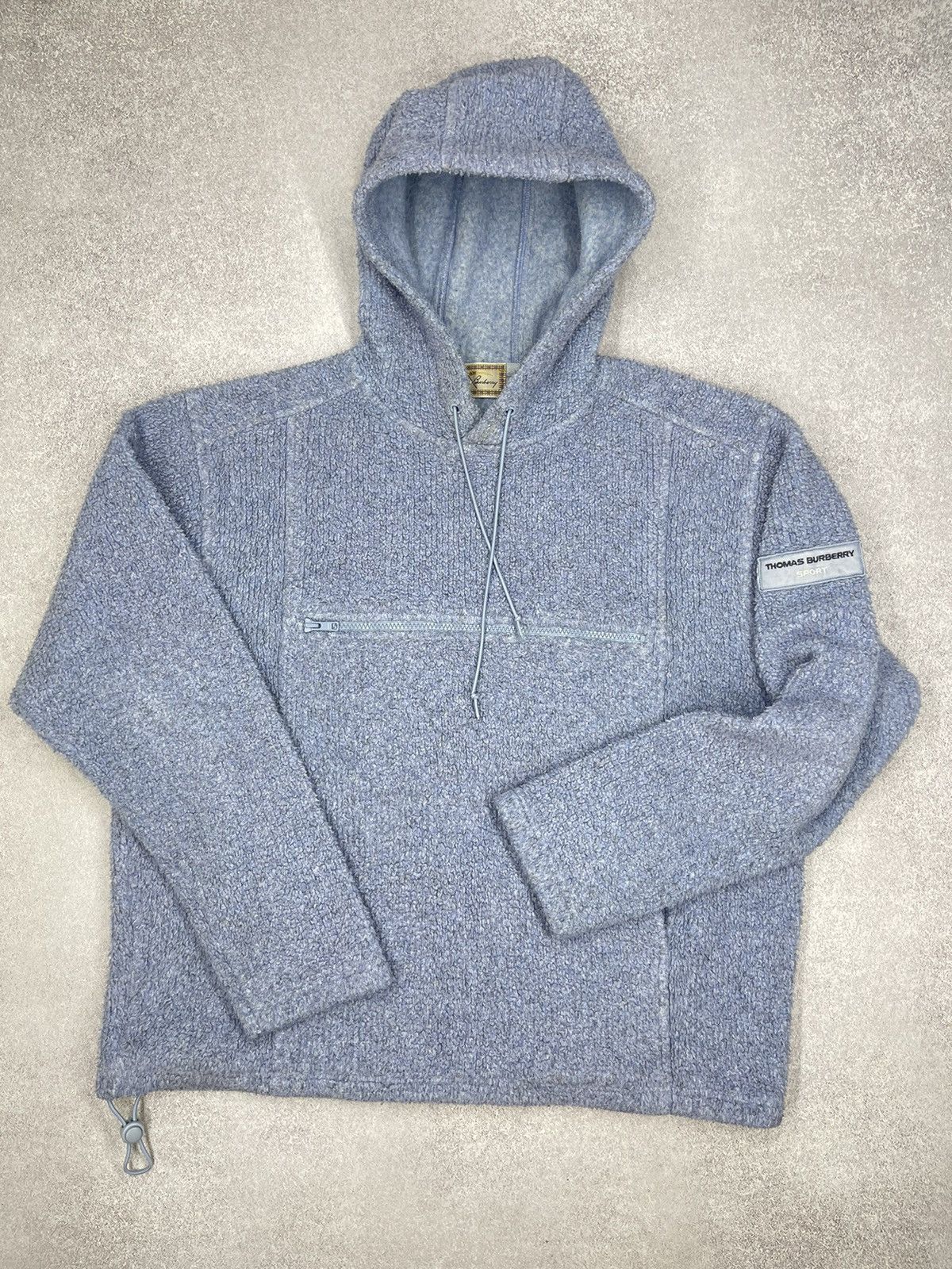 Burberry × Designer × Vintage Women Thomas Burberry Sport Fleece Anorak Hoodie Blue Y2K Size L / US 10 / IT 46 - 2 Thumbnail