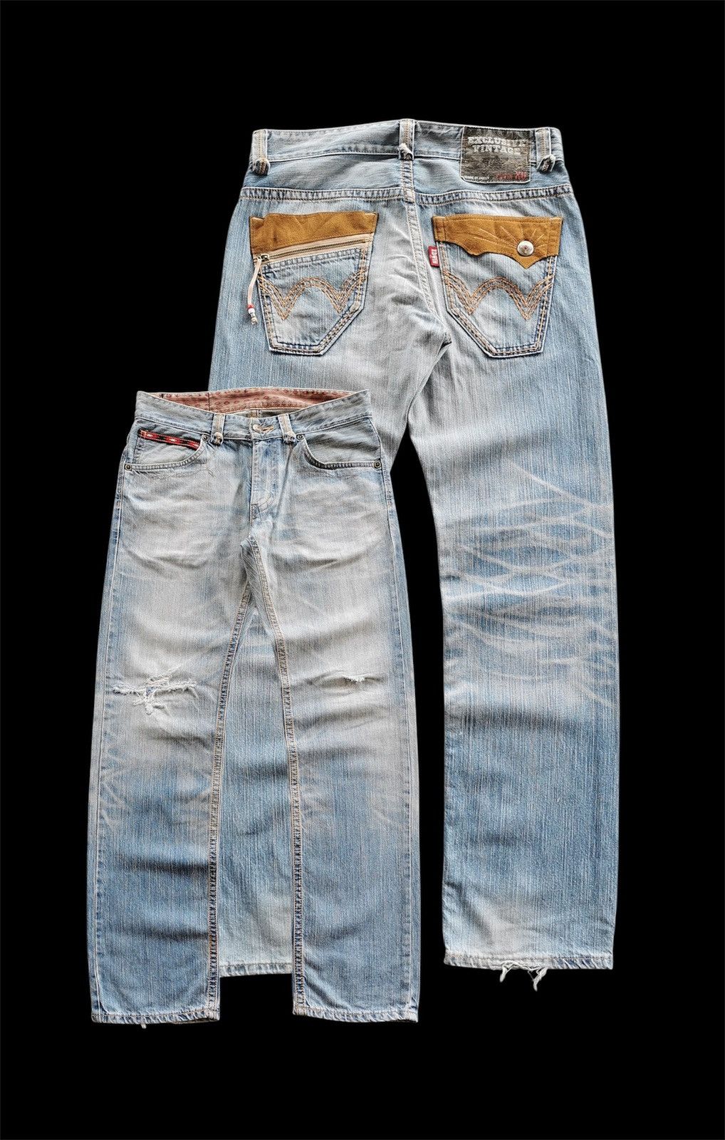 Edwin Edwin 423XVS Light Blue Distressed Denim Jeans Size US 34 / EU 50 - 15 Thumbnail