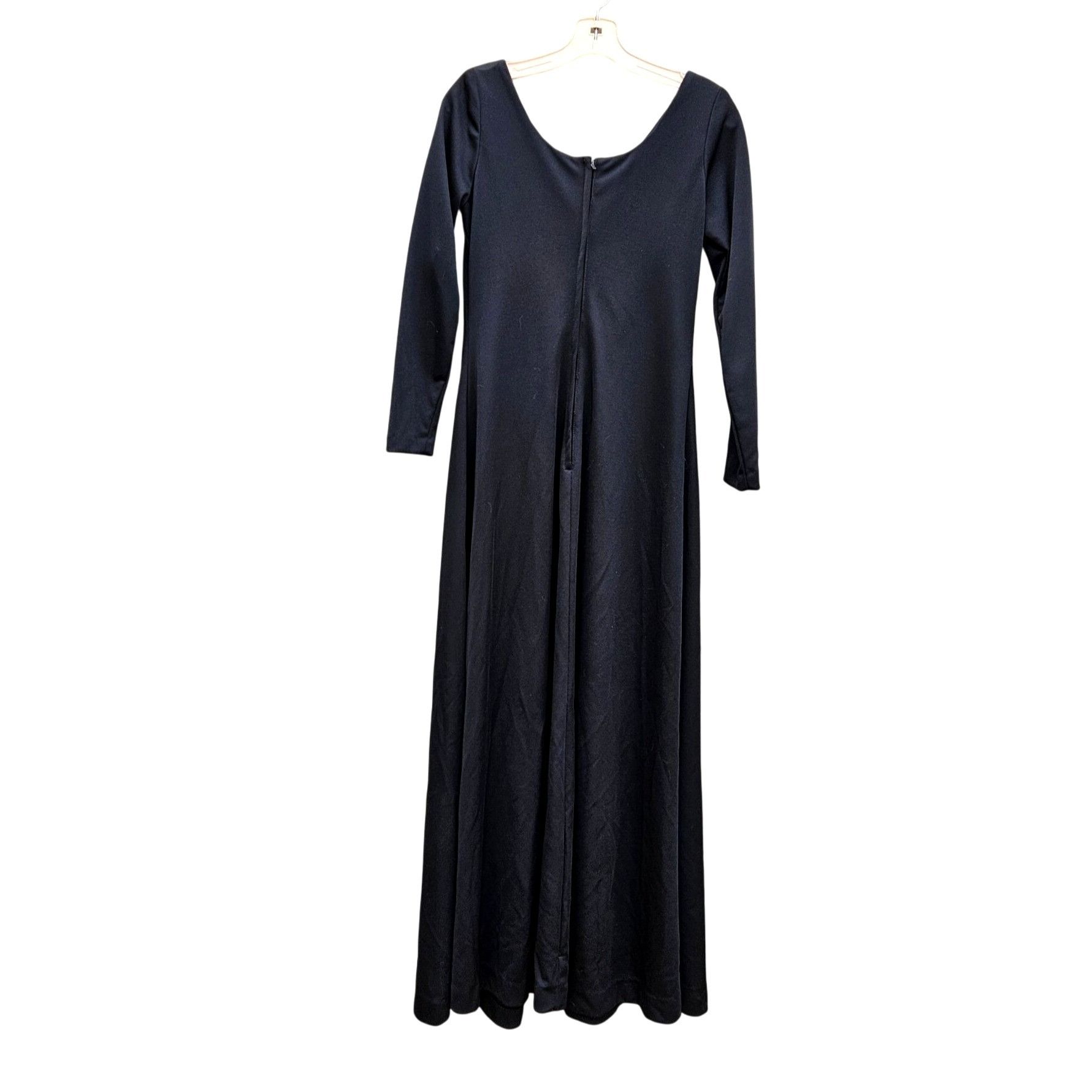 Vintage Vintage Black Doubleknit Maxi Dress Gold Medallion Empire Dr Size M / US 6-8 / IT 42-44 - 5 Thumbnail