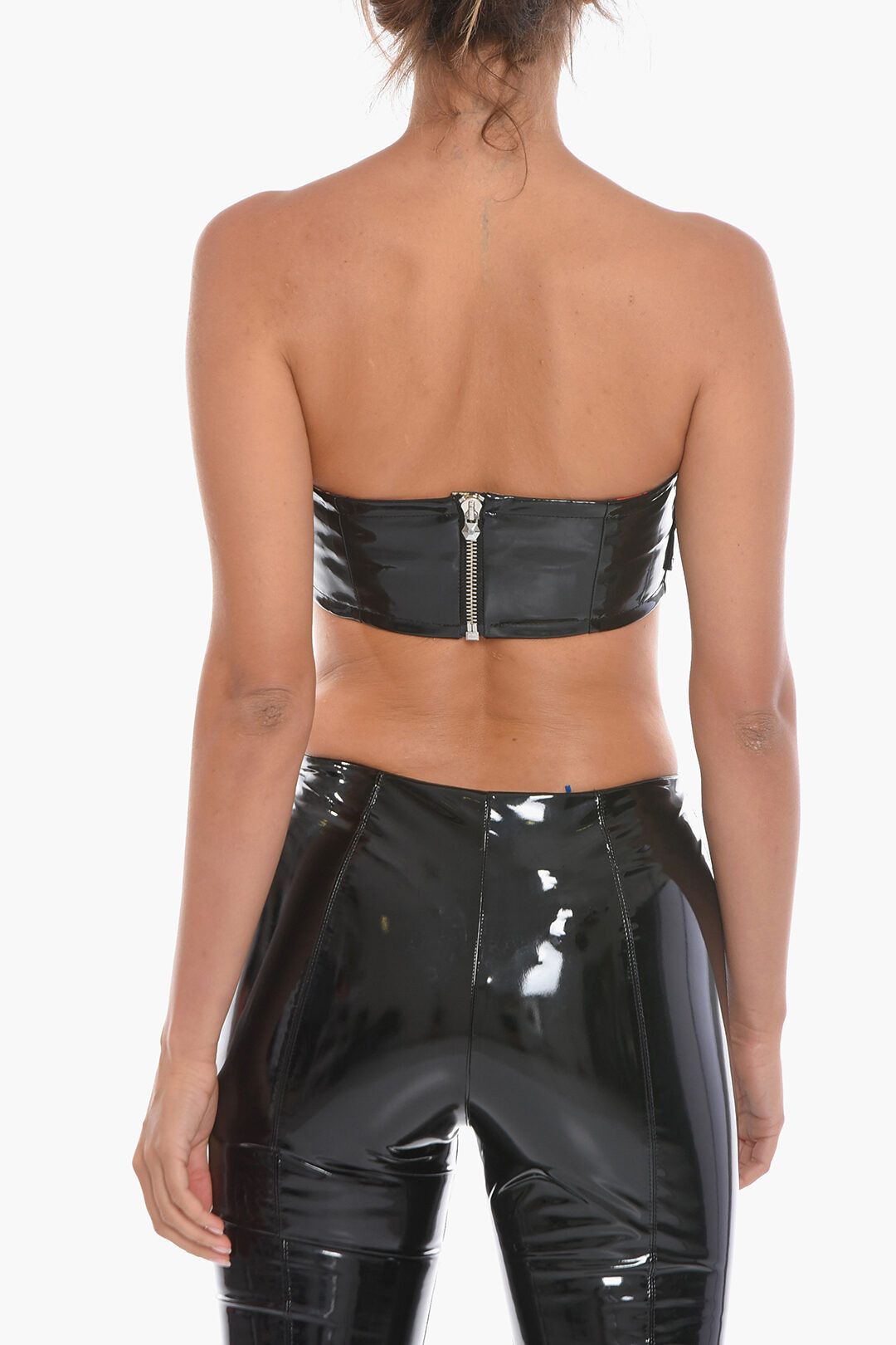 Philipp Plein og1mm0824 Crop Top With Back Zip in Black Size M / US 6-8 / IT 42-44 - 2 Thumbnail