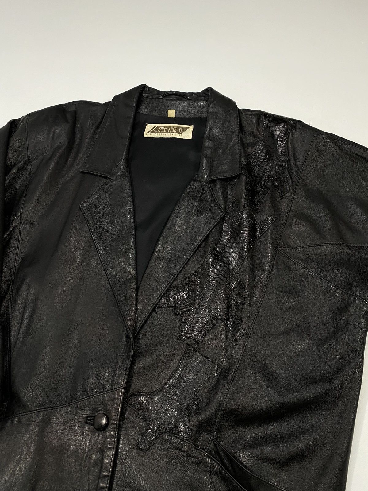 Vintage LASTDROP🔥 Vintage 80s 90s Oversized Leather Crocodile Jacket Size XXL / US 16-18 / IT 52-54 - 7 Thumbnail