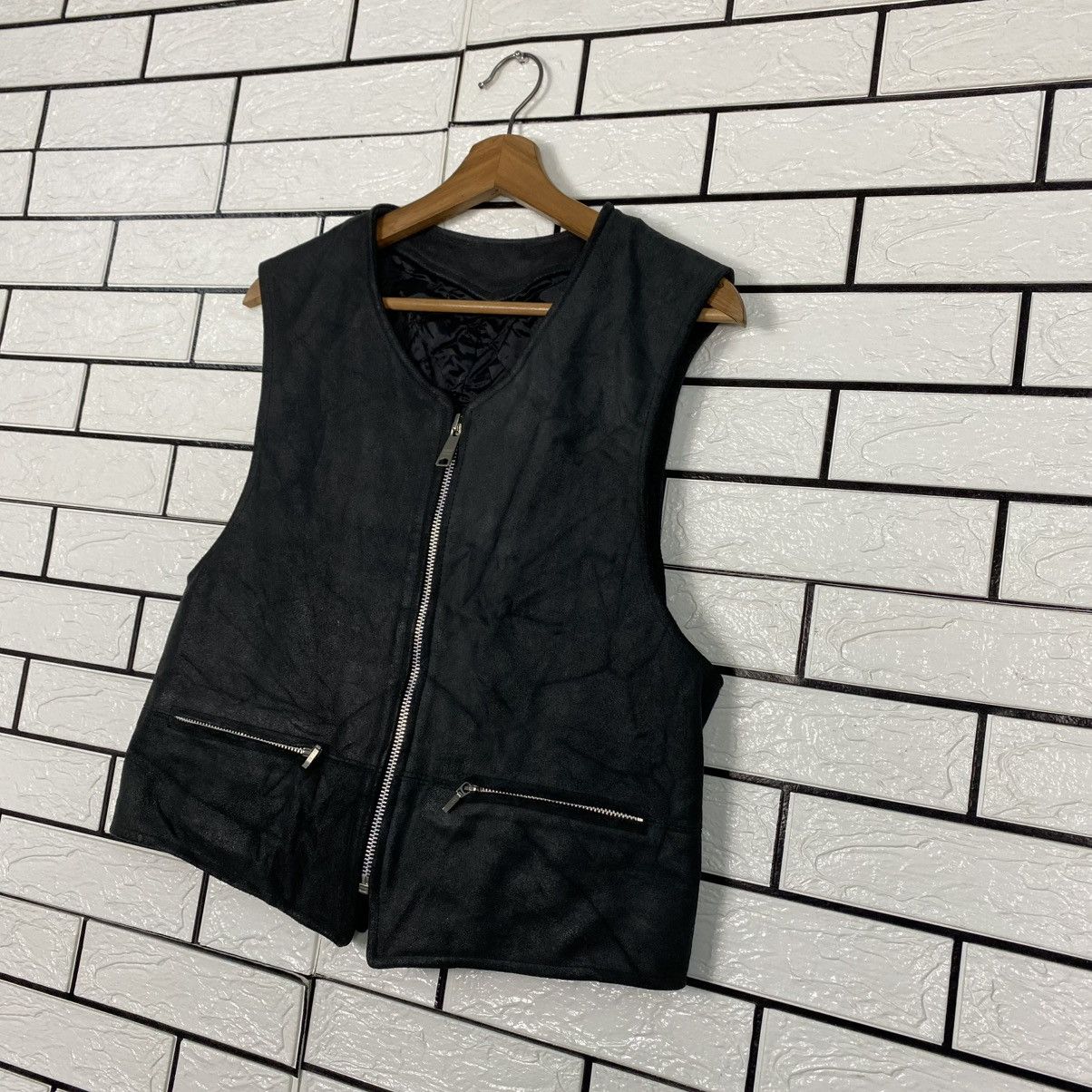 Japanese Brand 🔥VINTAGE VEST LEATHER BIKER MONSIUER NICOLE ISSEY MIYAKE Size US M / EU 48-50 / 2 - 2 Thumbnail