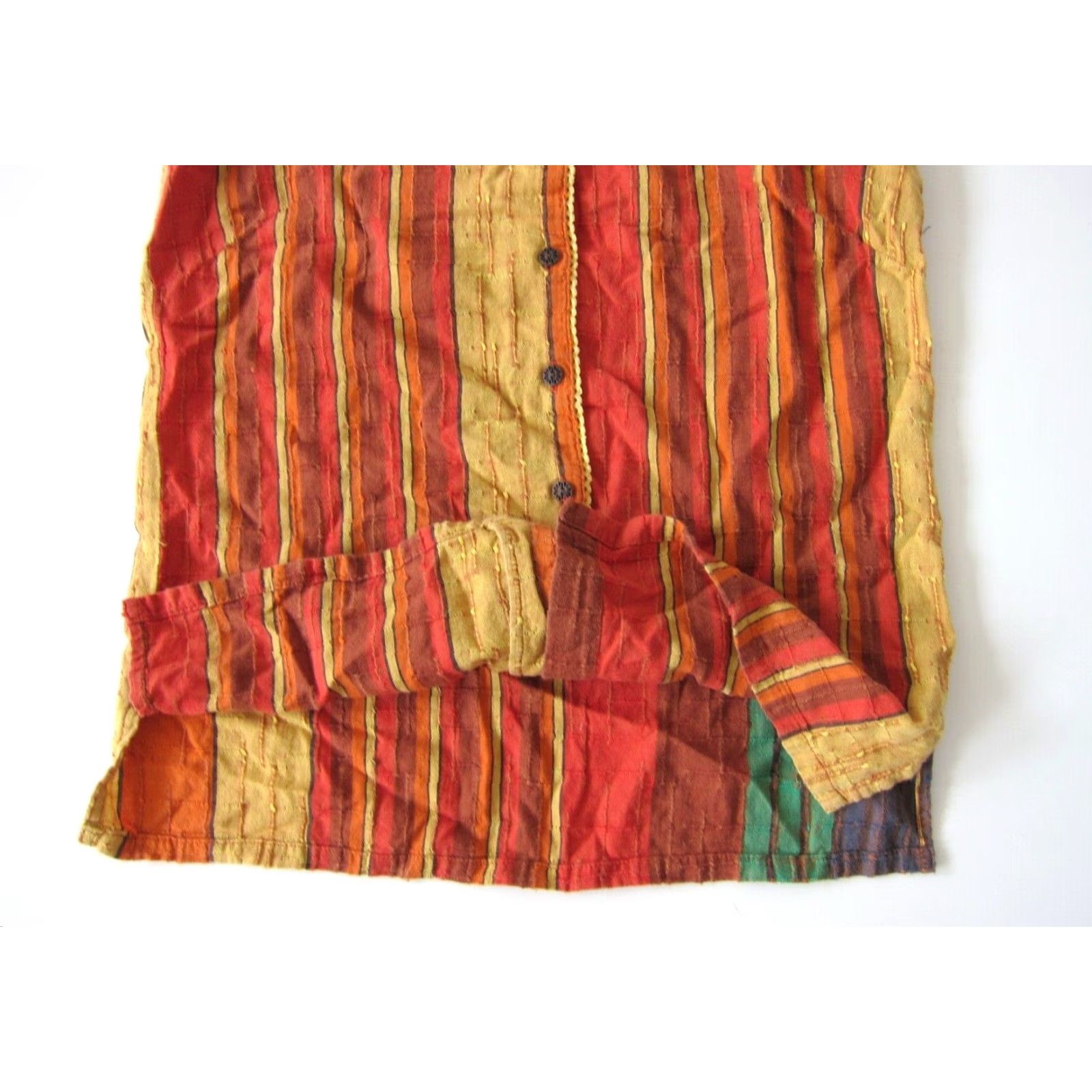 The Territory Ahead VINTAGE Territory Ahead Blouse Shirt XS Sleeveless Stripe 100% Cotton Orange Green Yellow Womens Size XS / US 0-2 / IT 36-38 - 4 Thumbnail