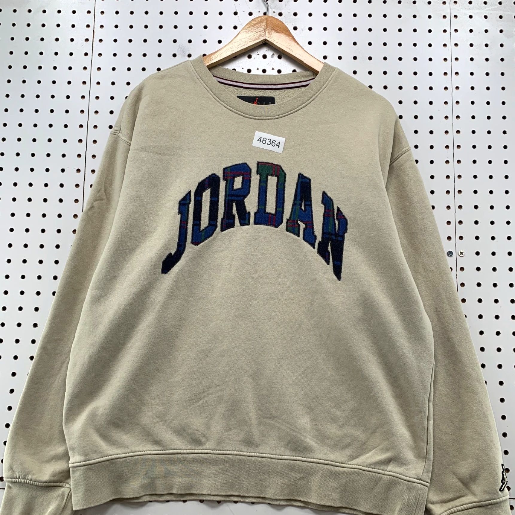 Jordan Brand Jordan Sweatshirt Mens Large Beige Spell Out Embroidered Fleece Crewneck Pullover Size US L / EU 52-54 / 3 - 4 Thumbnail