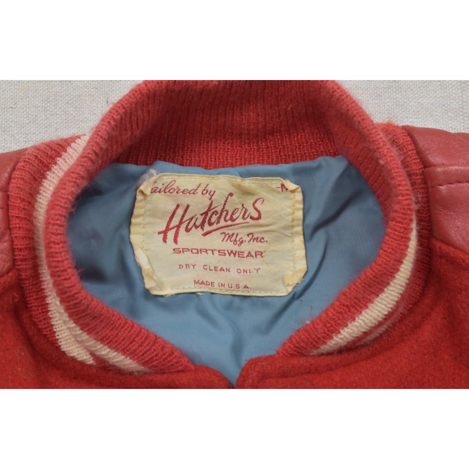 Vintage VINTAGE Unbranded Jacket Men Varsity Red Wool Leather Mid-Length Regular Size M Size US M / EU 48-50 / 2 - 7 Thumbnail