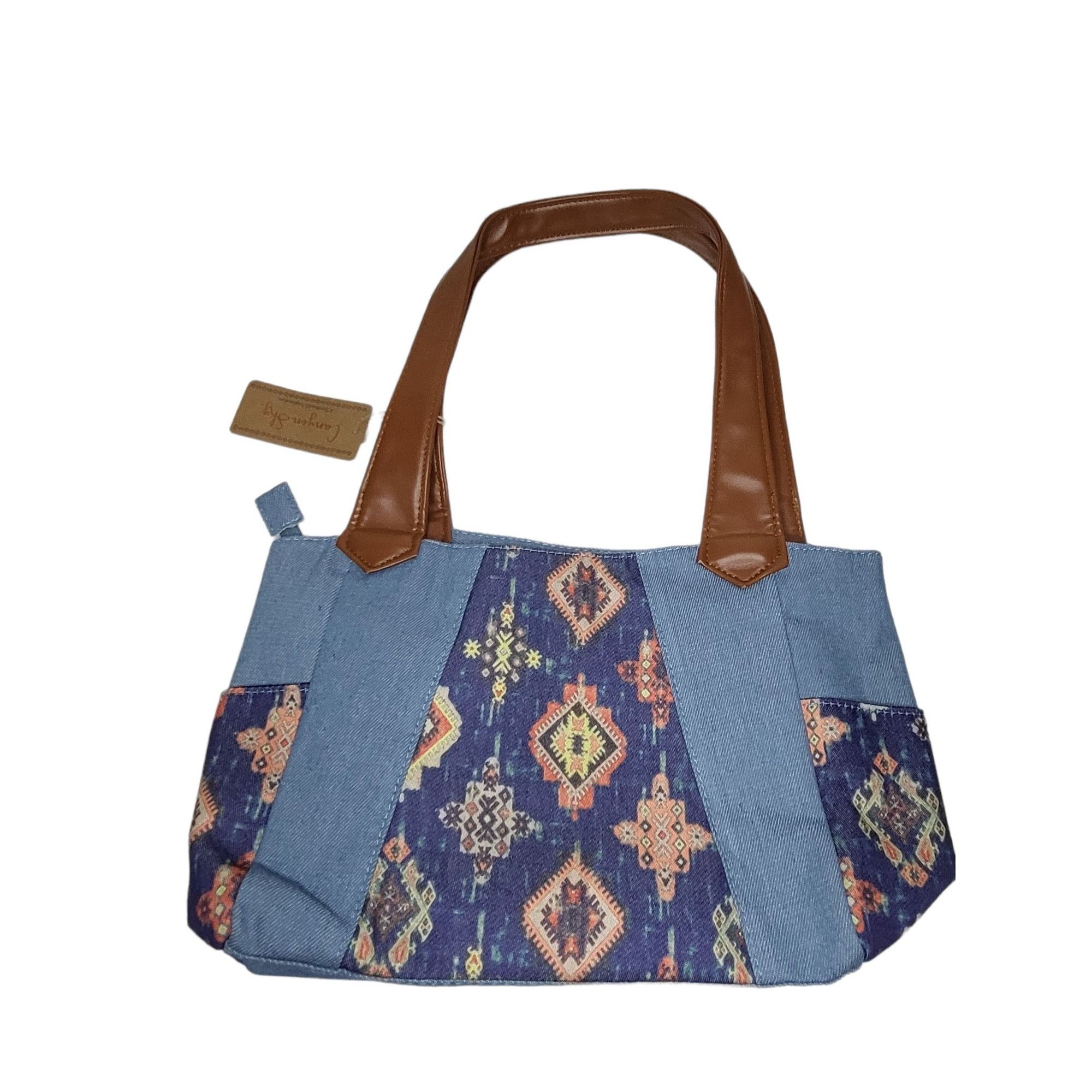 Poeme Bohemian Canyon Sky Southwestern Denim Shoulder Bag Double Handle Blu Size ONE SIZE - 2 Thumbnail