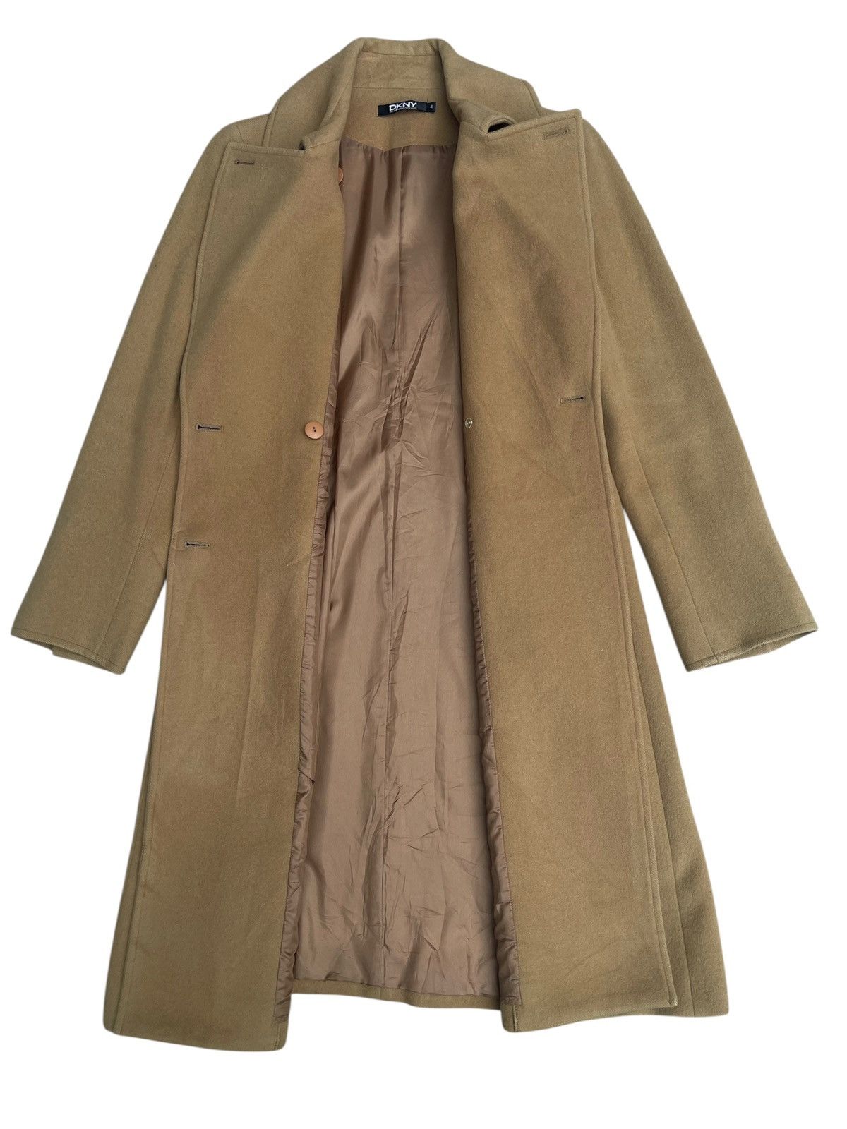 DKNY DKNY Camel Wool Coat Size 4 - Classic Double Breasted Size M / US 6-8 / IT 42-44 - 4 Thumbnail