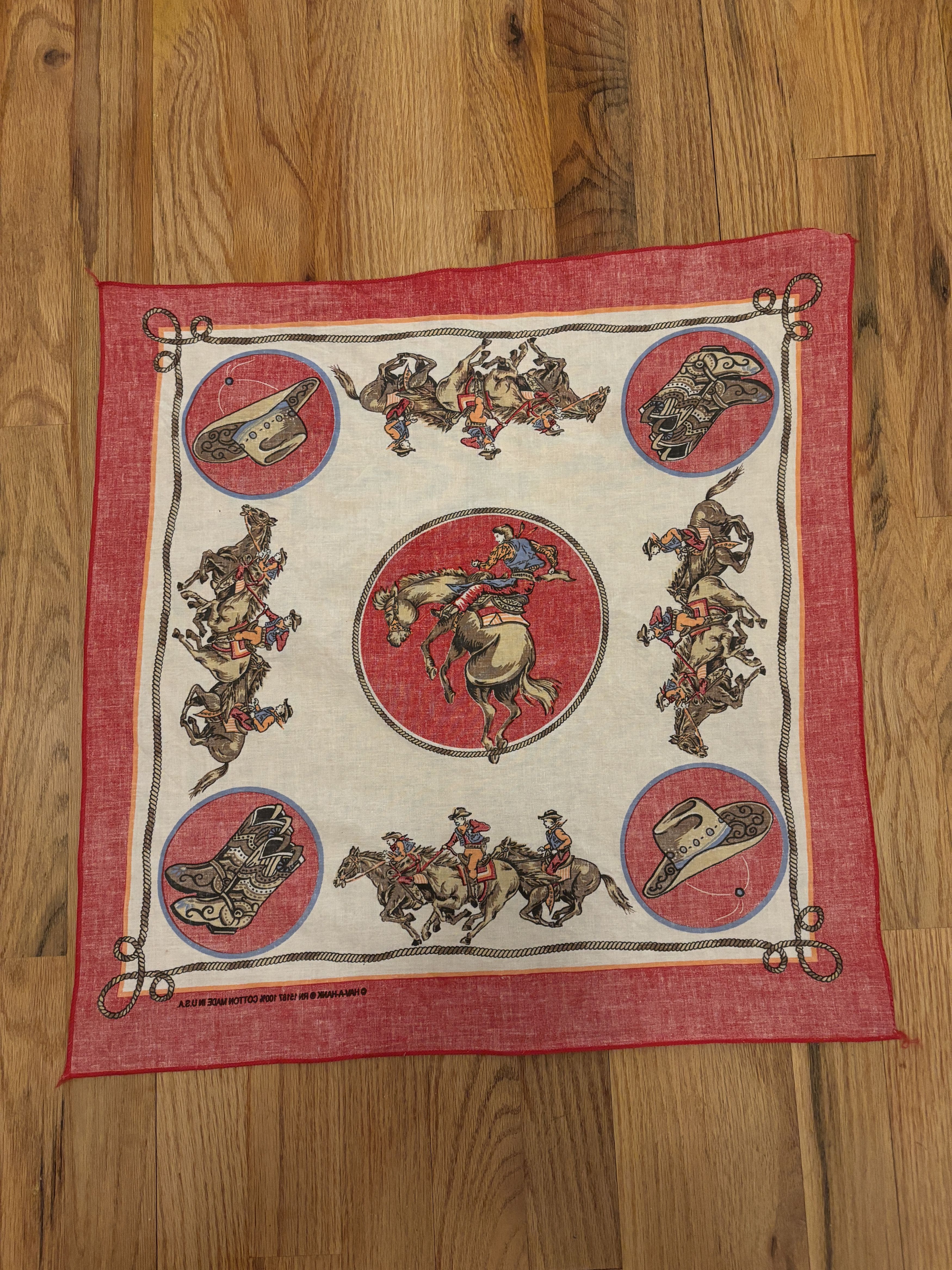 The Unbranded Brand × Vintage Western Cowboy Rodeo USA Bandanna Handkerchief Size ONE SIZE - 6 Thumbnail