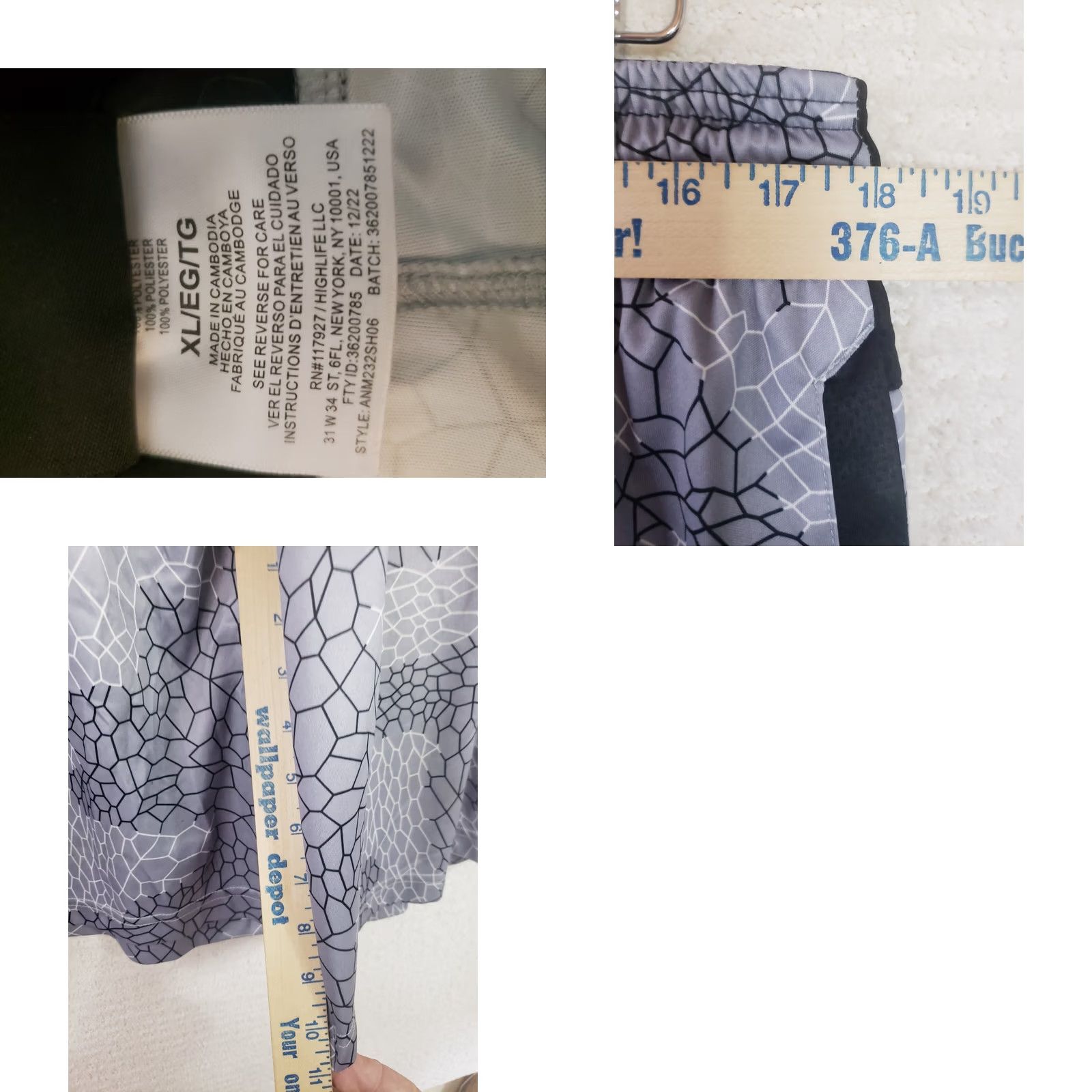 Vintage AND1 Mens Gray Drawstring Basketball Shorts XL Elephant Skin Camo Print & Black Size US 36 / EU 52 - 9 Thumbnail