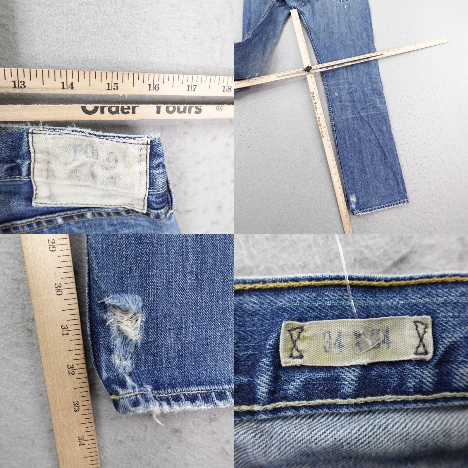 Polo Ralph Lauren Polo Ralph Lauren Jeans Mens 34x34 Denim Blue Distressed Faded 867 York Classic Straight Size US S / EU 44-46 / 1 - 8 Thumbnail
