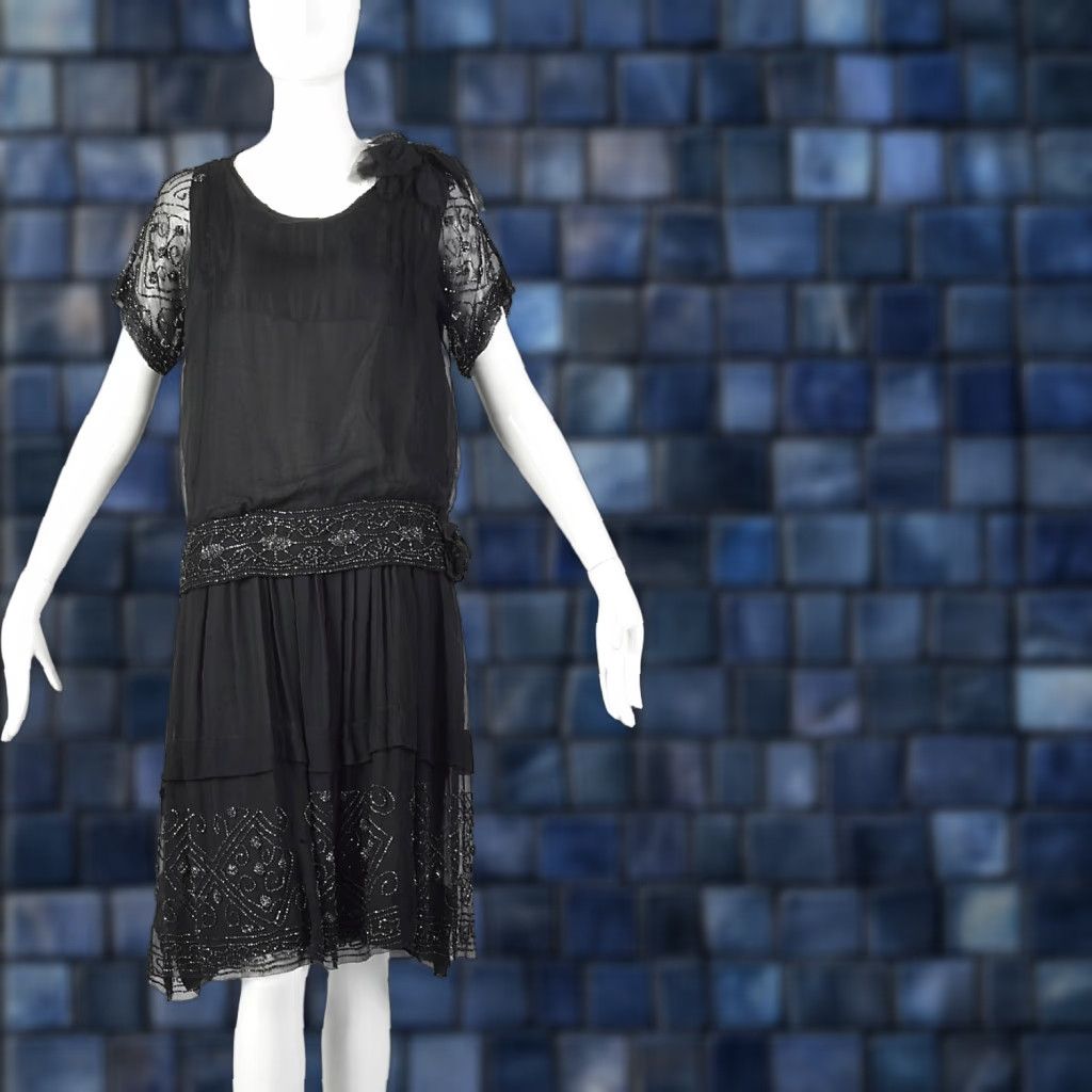 drop waist art deco dress Black Sleeveless Tiered Contrast Mini Dress main image 1