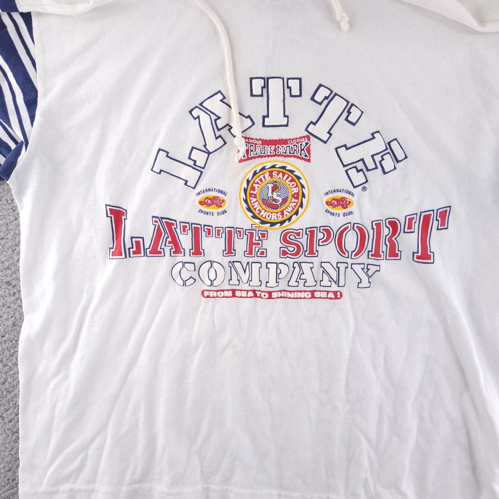 Vintage VINTAGE Shirt Mens M 3/4 Sleeve Hooded White USA Beach Surf Made USA Latte Sport Sleeved T-Shirt Size US M / EU 48-50 / 2 - 2 Thumbnail