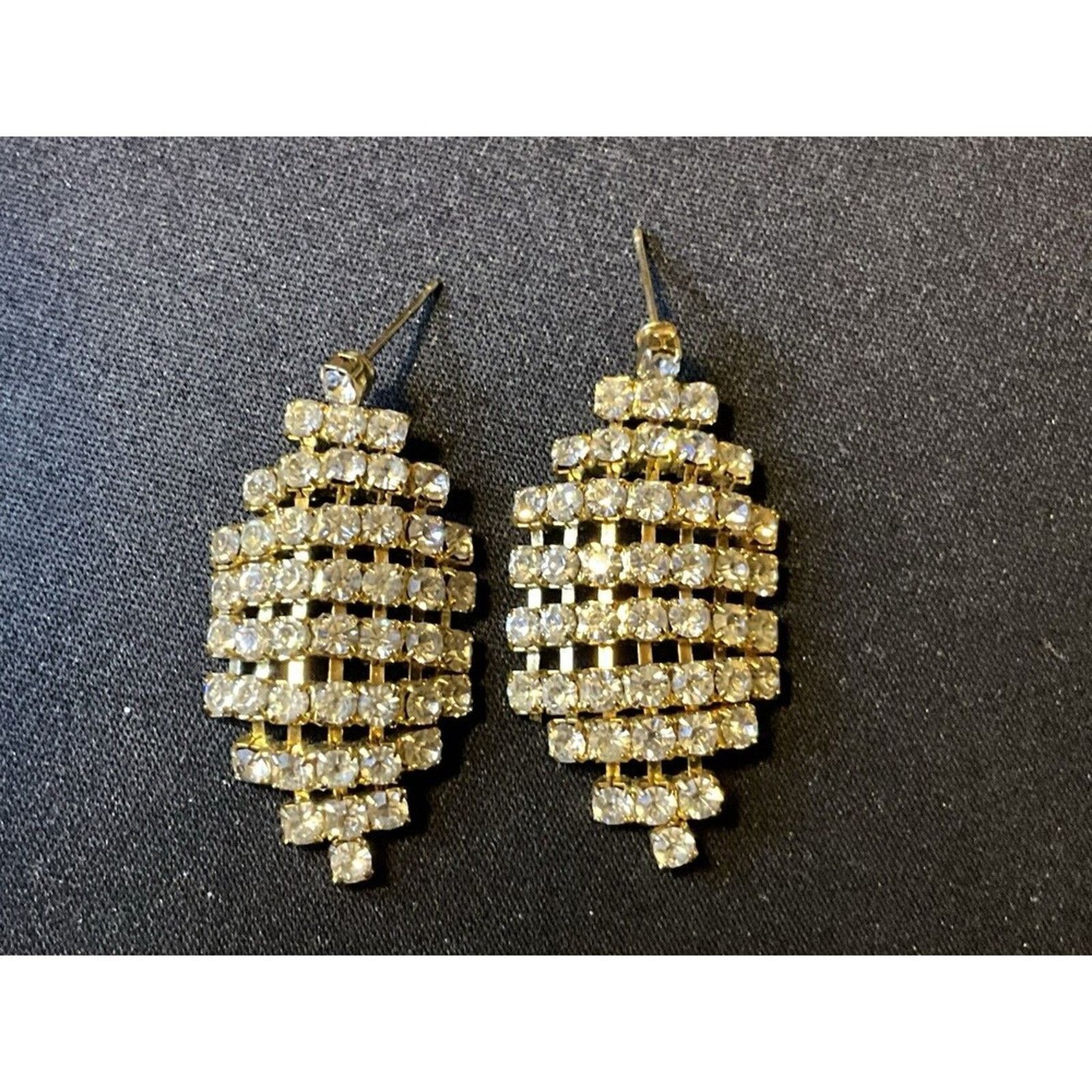 Other Articulated Prong Set Dangle Earrings Crystal Post Gold Tone Size ONE SIZE - 1 Thumbnail