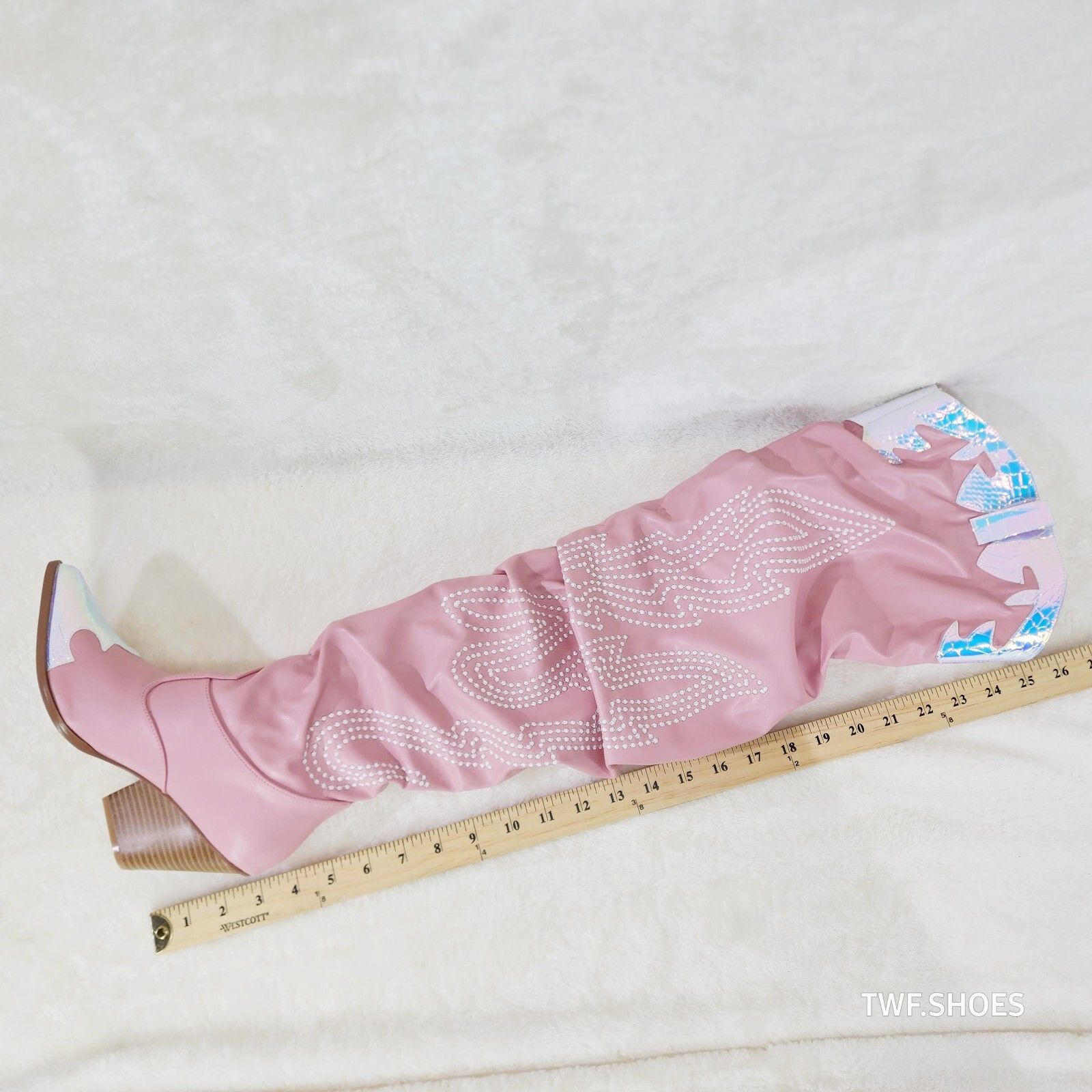 Other Iconic Country Western Thigh high Cowgirl Boots Baby Pink Ho Size US 6.5 / IT 36.5 - 5 Thumbnail